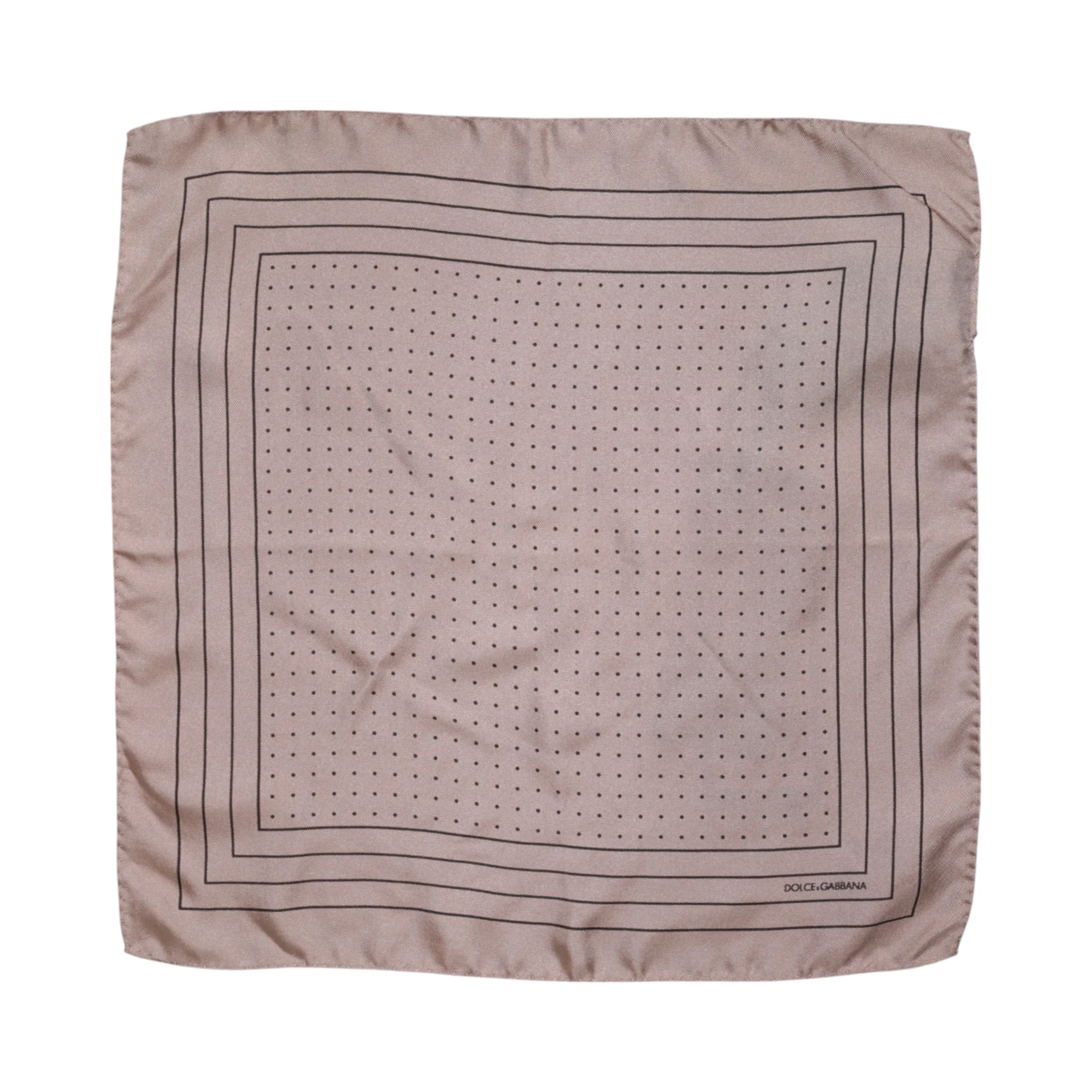 Beige Dotted Silk Square Men Foulard Scarf
