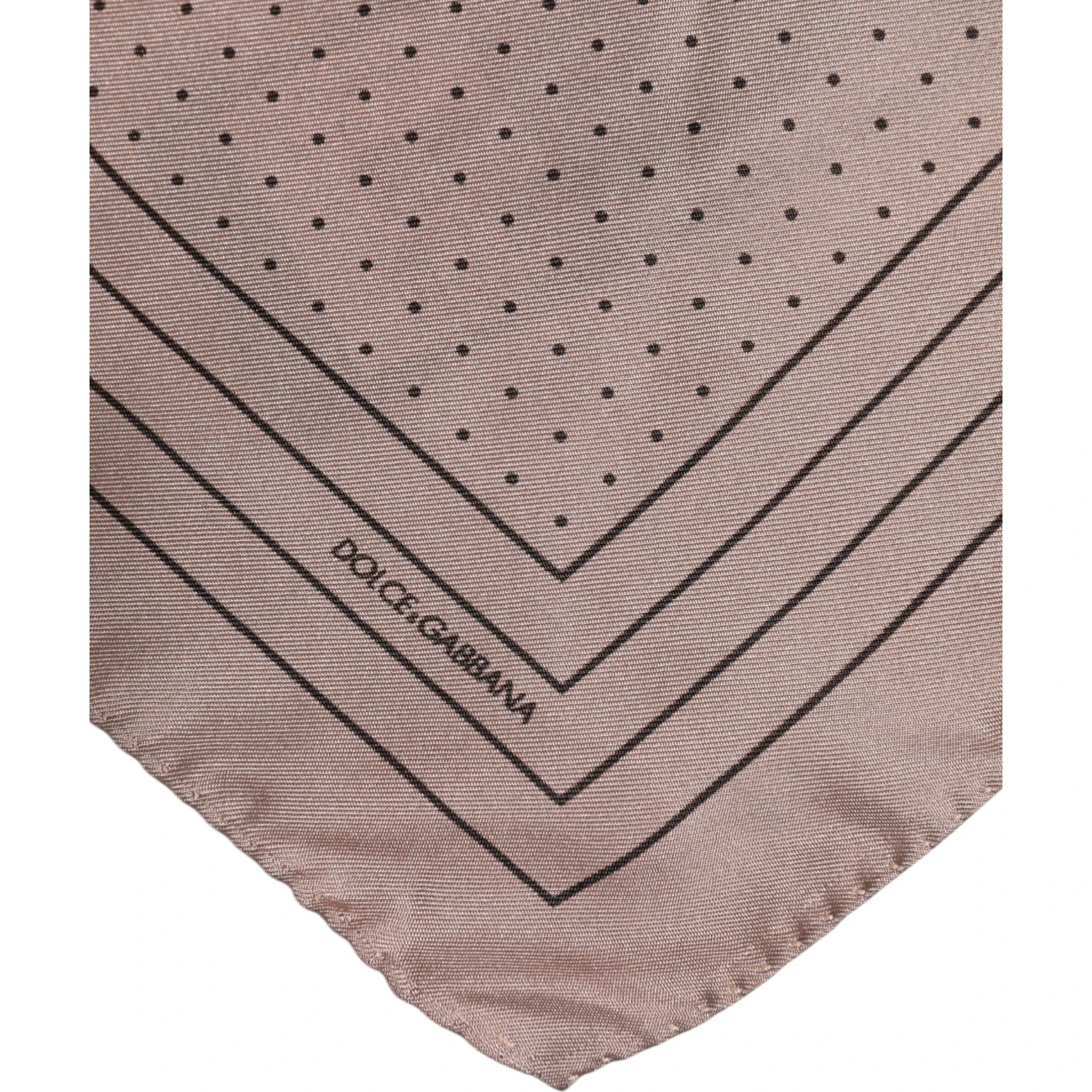 Beige Dotted Silk Square Men Foulard Scarf