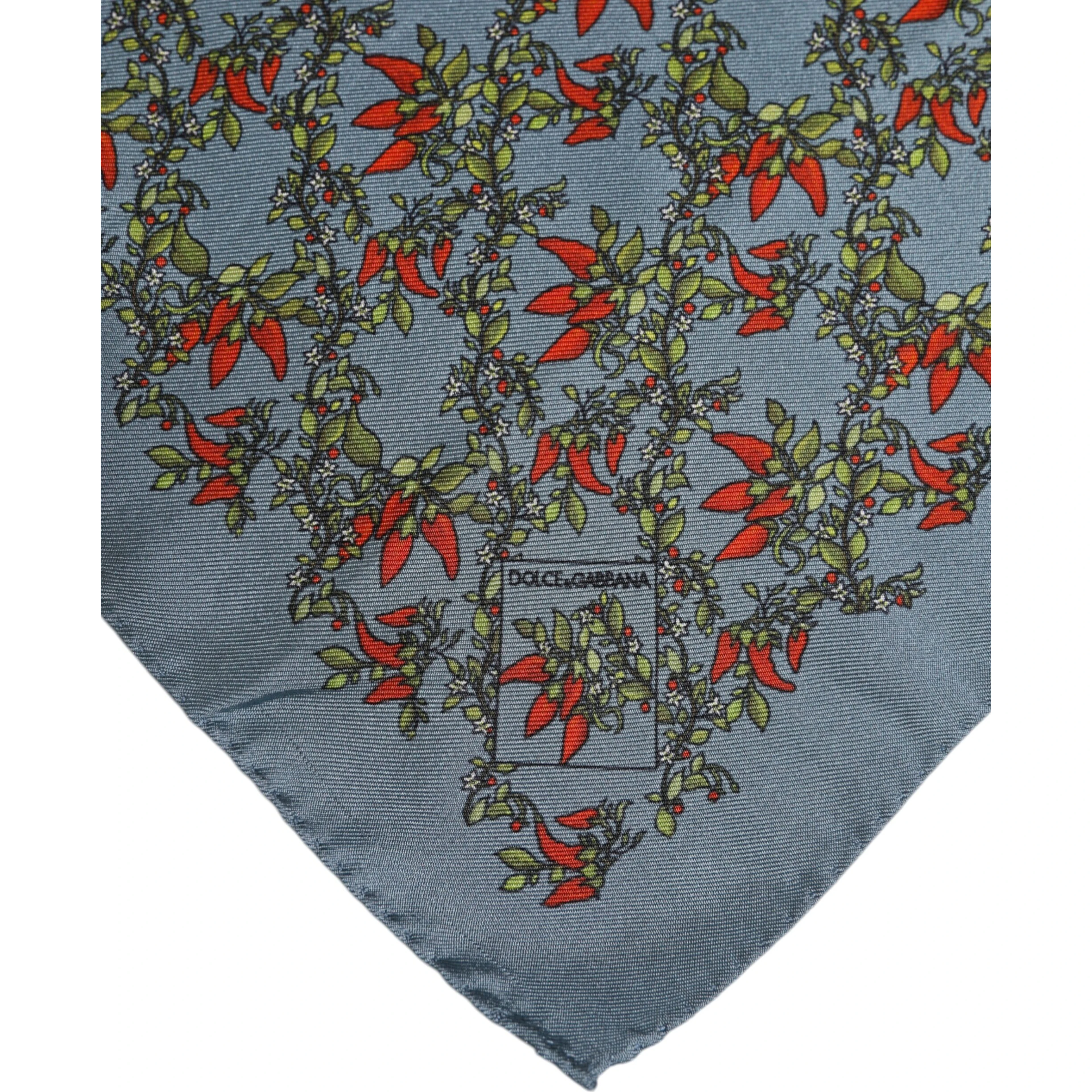 Gray Chilis Silk Square Men Foulard Scarf