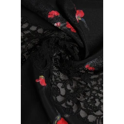 Black Floral Print Neck Warmer Wrap Scarf