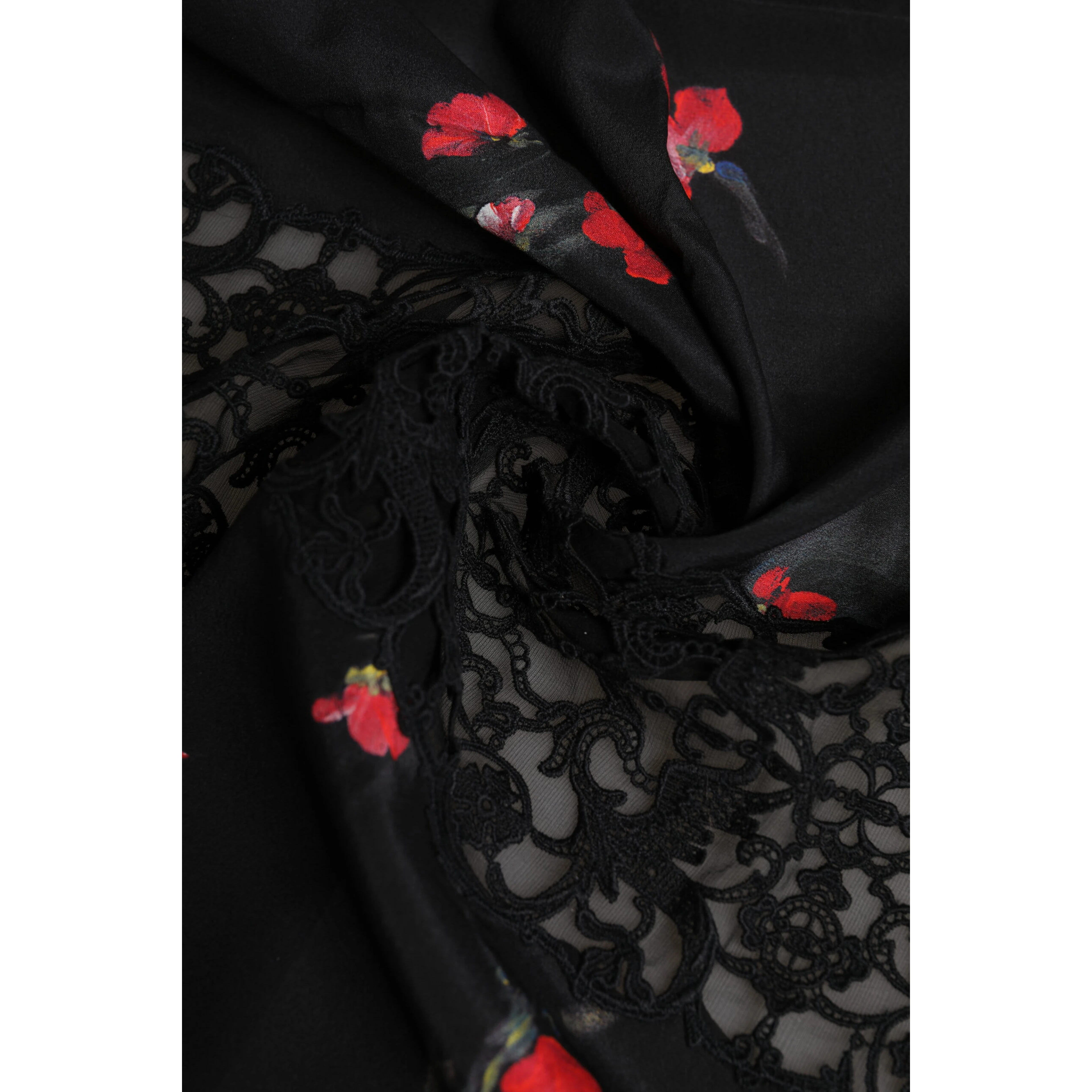 Black Floral Print Neck Warmer Wrap Scarf