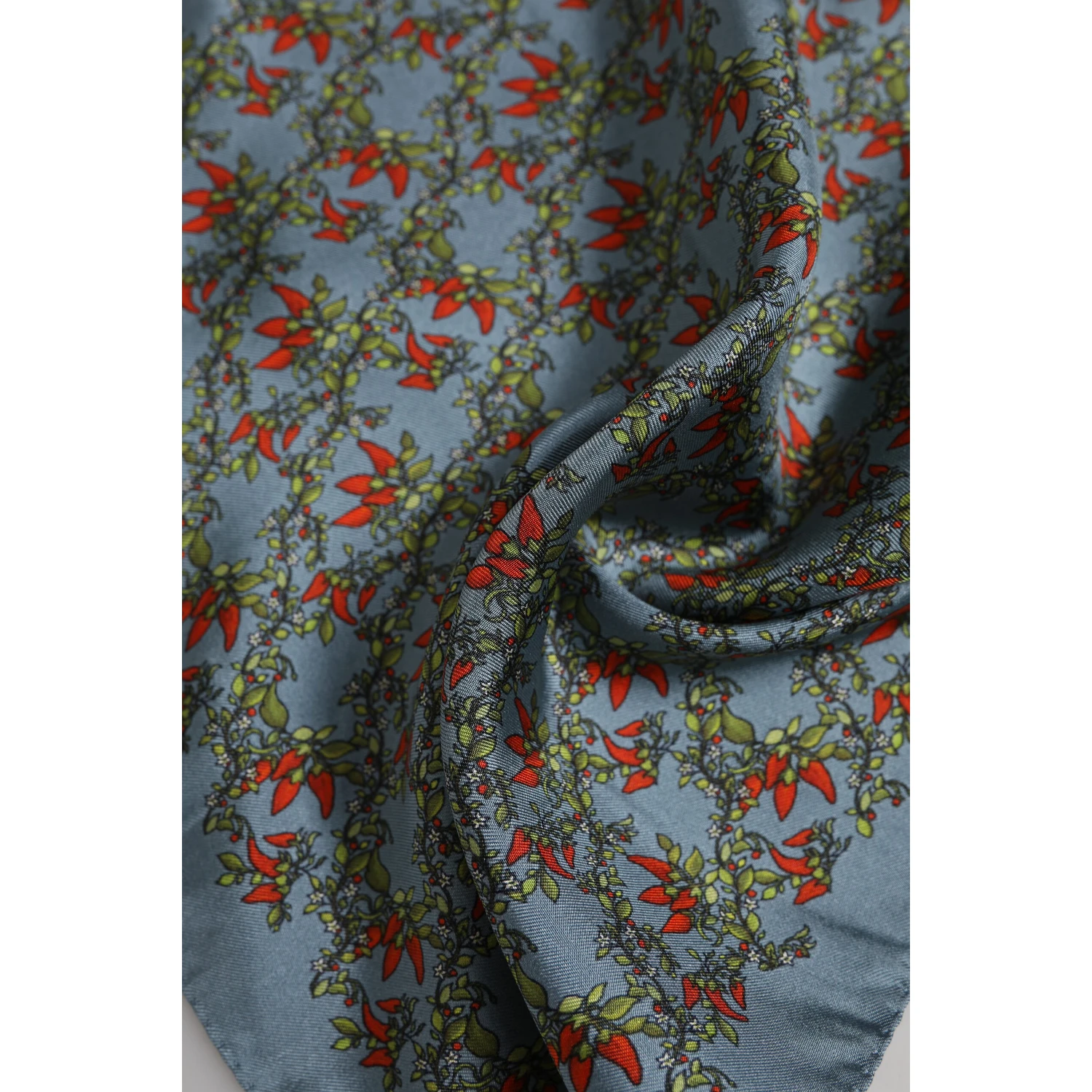 Gray Chilis Silk Square Men Foulard Scarf