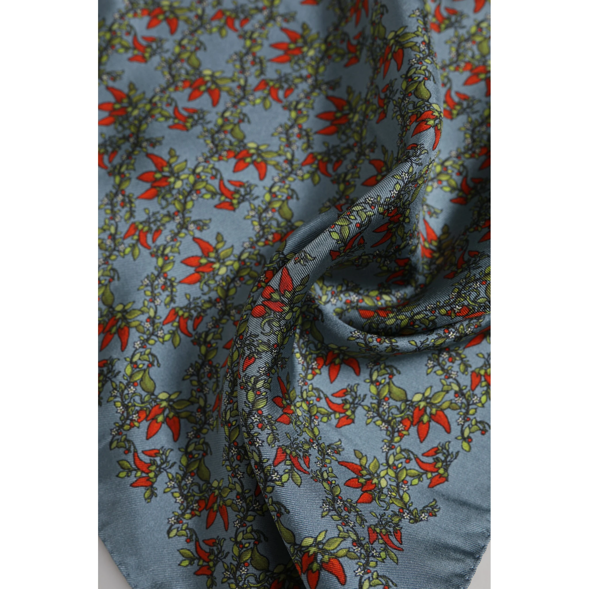 Gray Chilis Silk Square Men Foulard Scarf