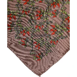 Brown Chilis Silk Square Men Foulard Scarf