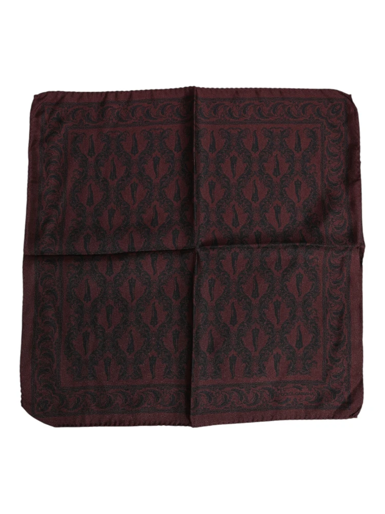 Maroon Black Printed Square Men Foulard Scarf