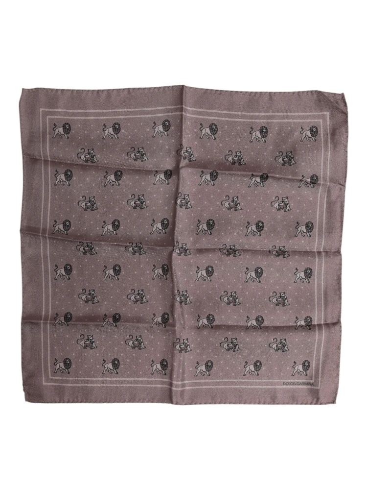 Brown Animal Print Square Foulard Scarf
