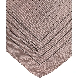 Beige Dotted Silk Square Men Foulard Scarf