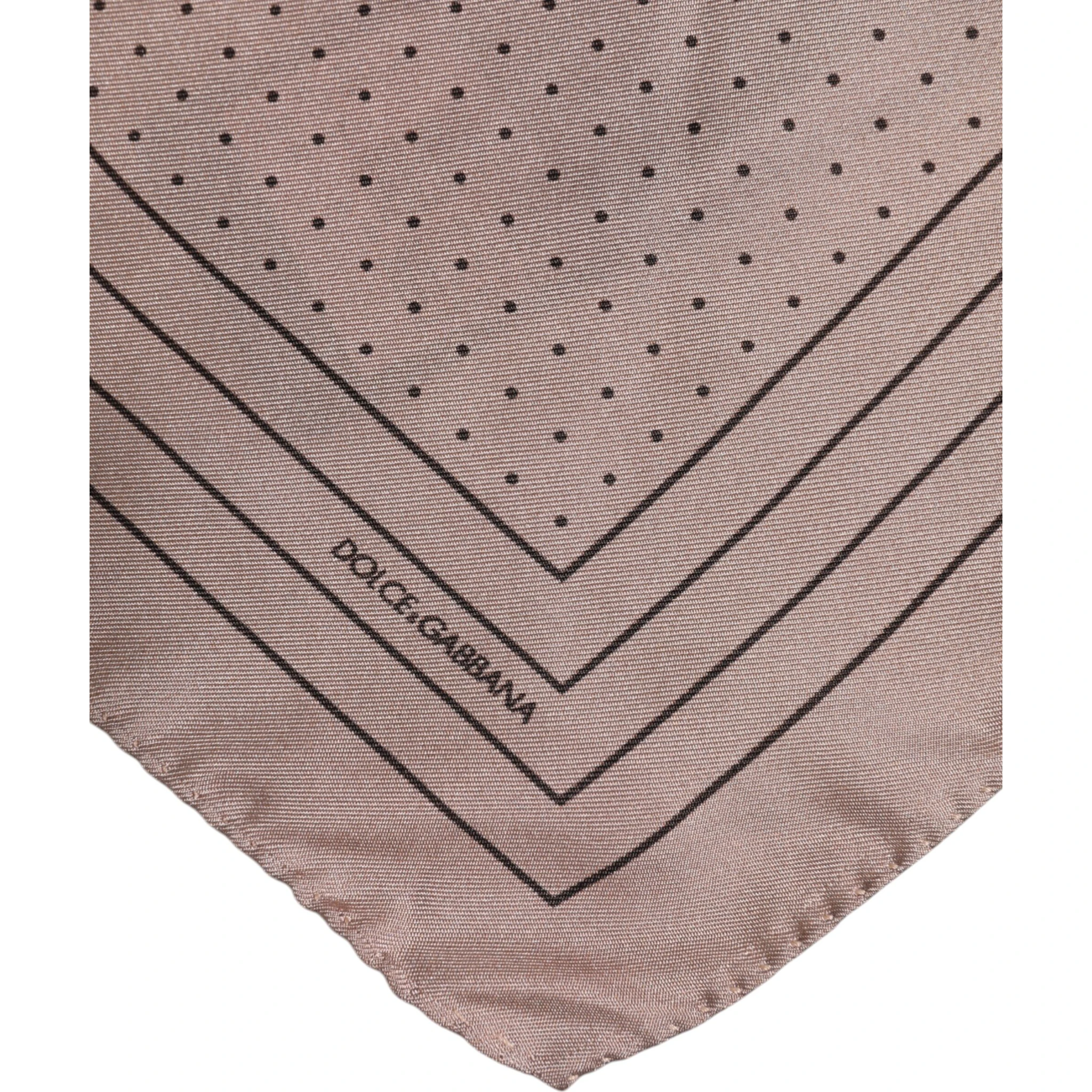 Beige Dotted Silk Square Men Foulard Scarf