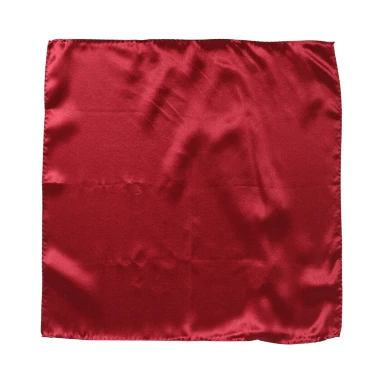 Red Solid Satin Silk Square Handkerchief Scarf