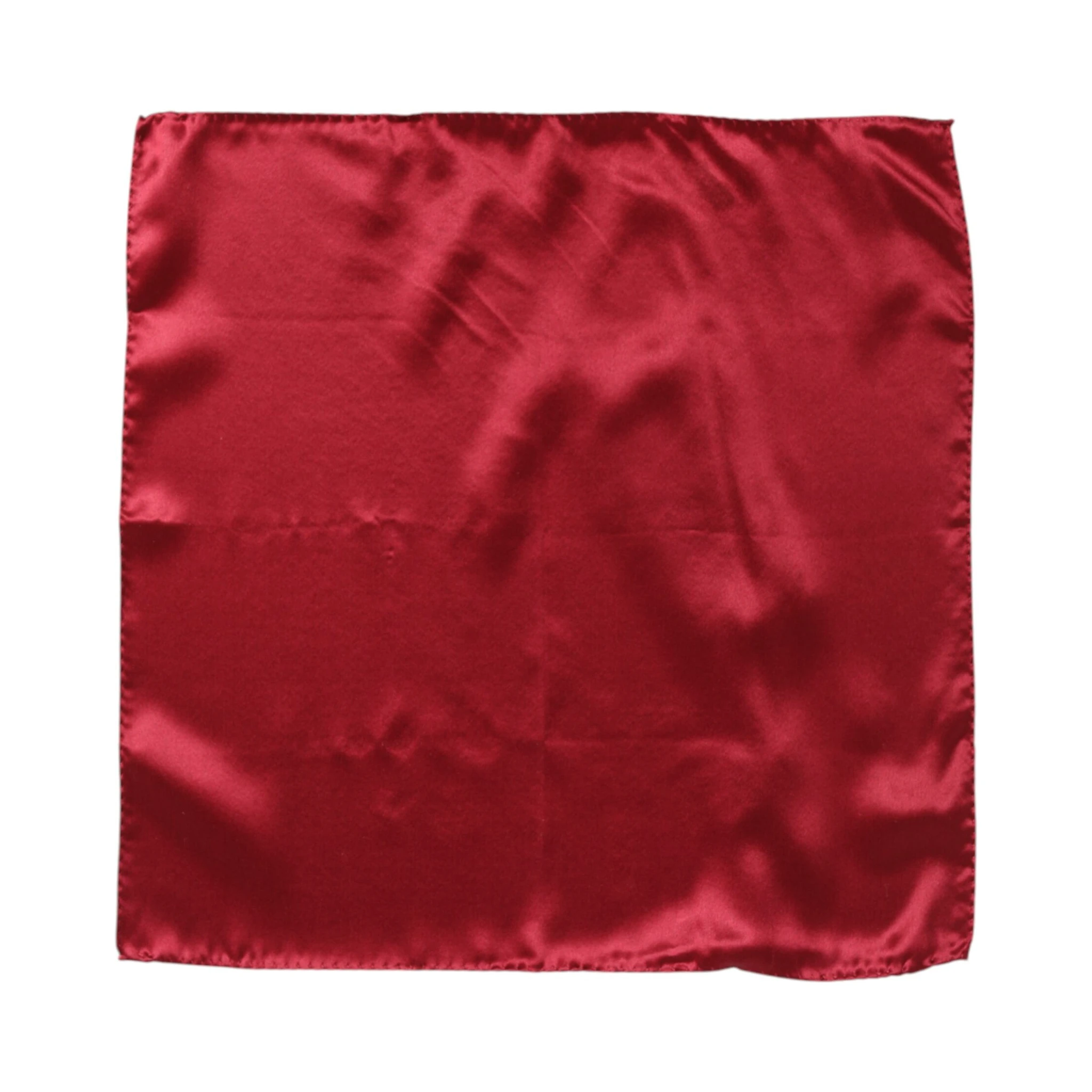 Red Solid Satin Silk Square Handkerchief Scarf