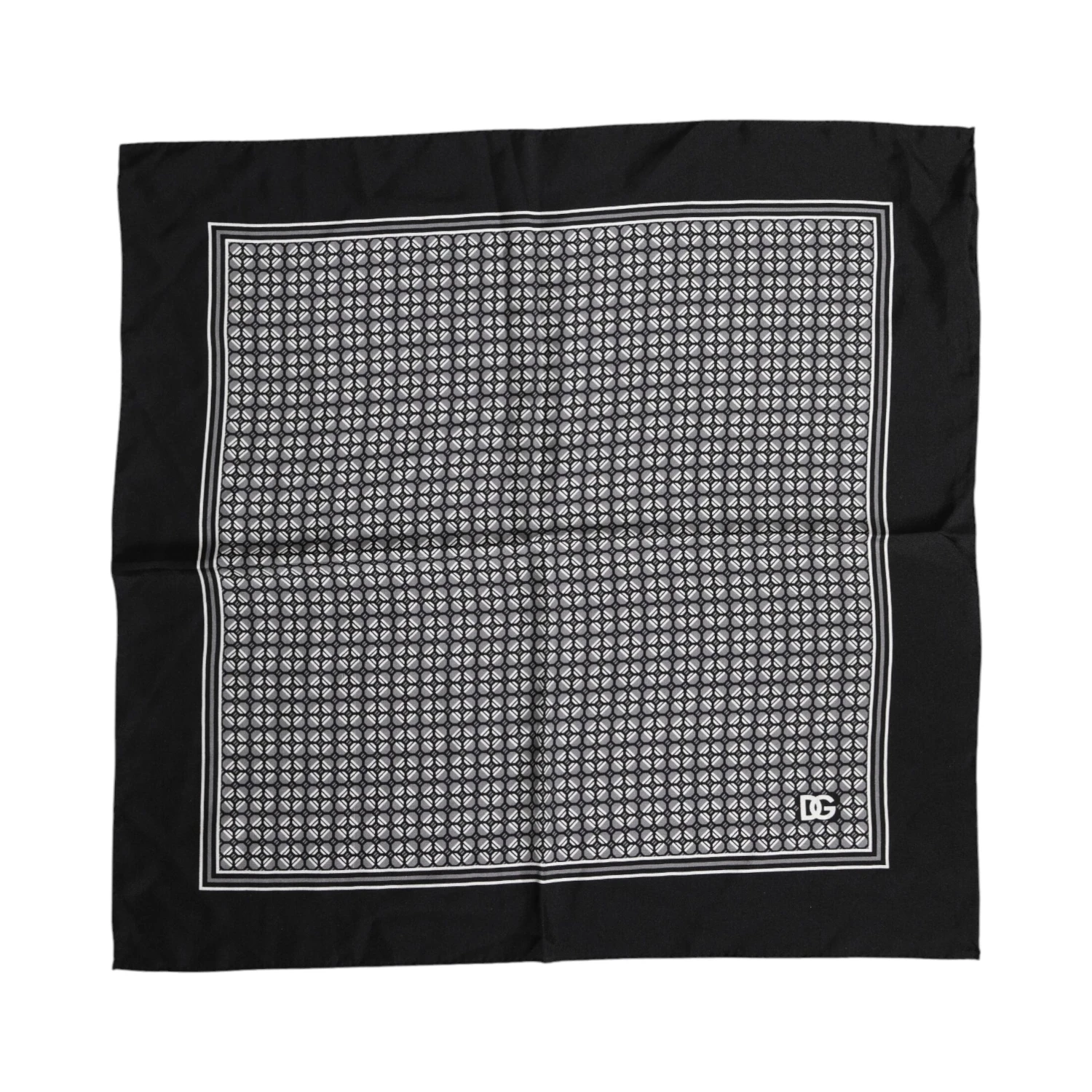 Black White Patterned Square Foulard Scarf