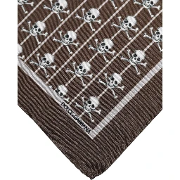 Brown Skull Silk Square Men Foulard Scarf
