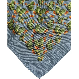 Gray Green Cactus Print Square Foulard Scarf