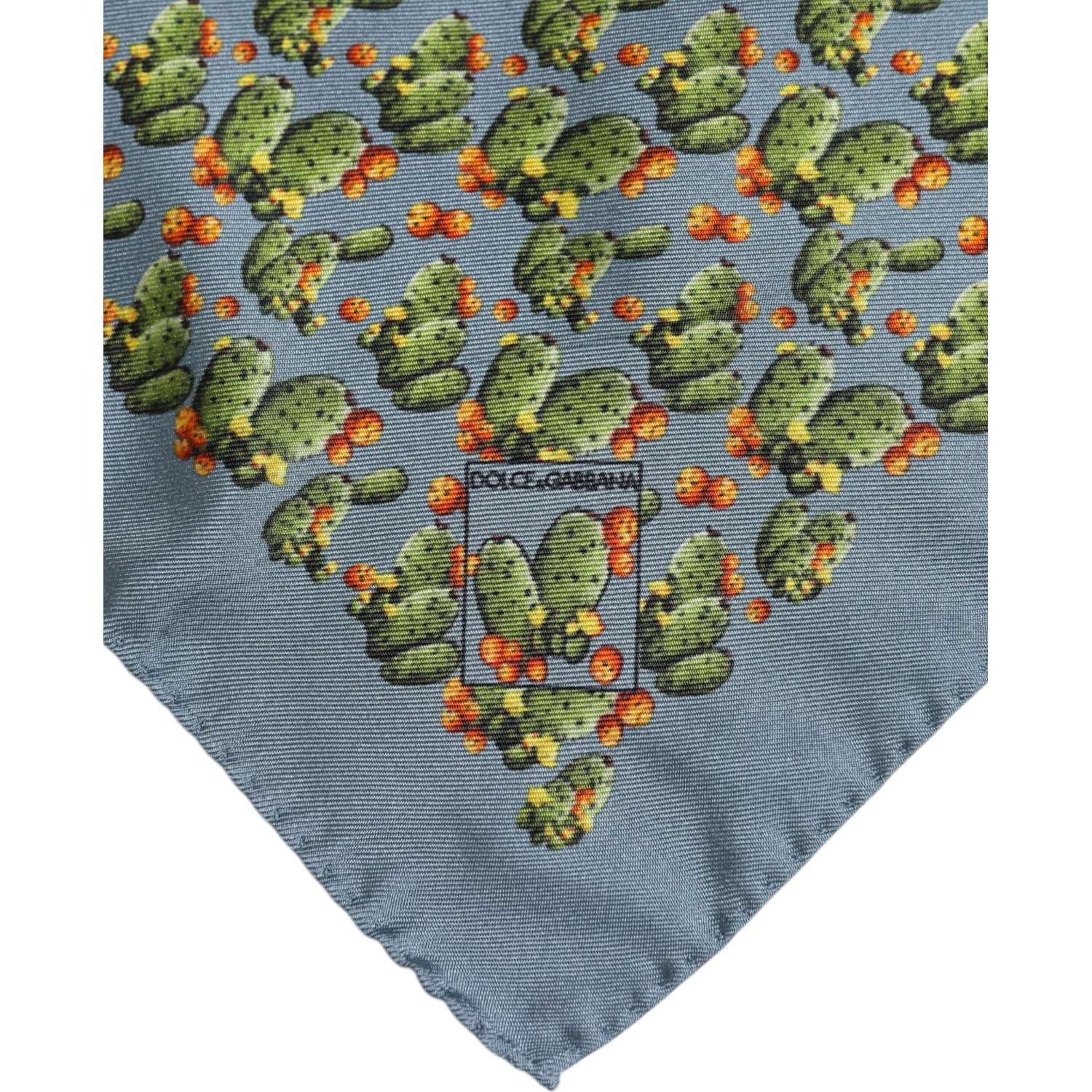 Gray Green Cactus Print Square Foulard Scarf