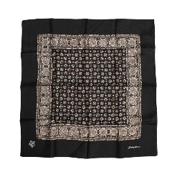 Black Brown Patterned Square Foulard Scarf