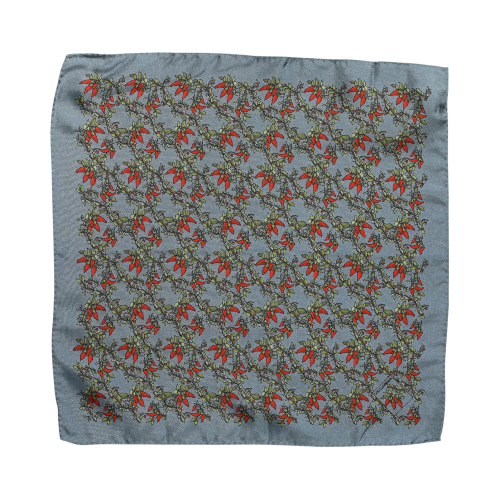 Gray Chilis Silk Square Men Foulard Scarf