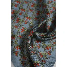 Gray Chilis Silk Square Men Foulard Scarf