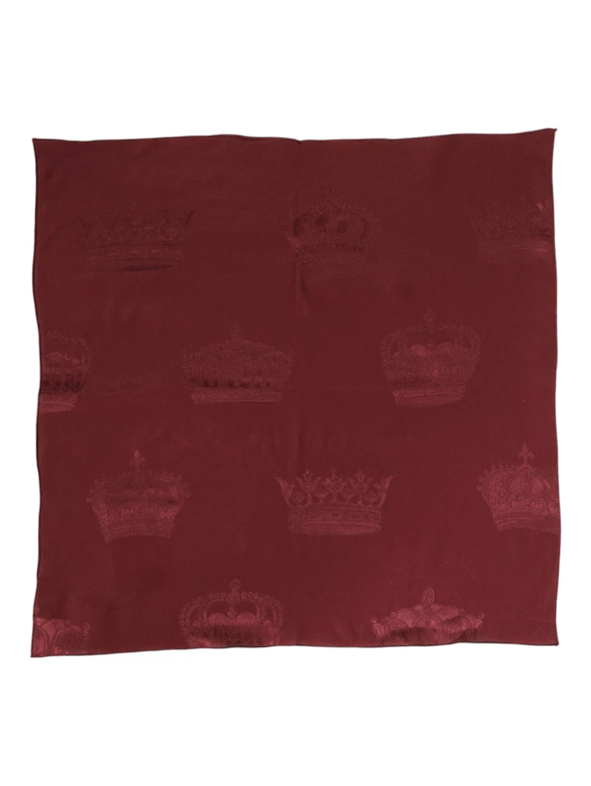 Maroon Silk Crown Square Men Foulard Scarf