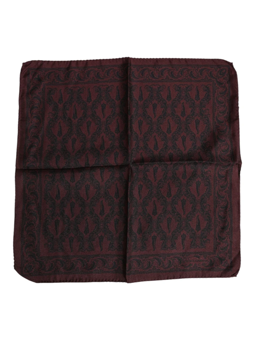 Maroon Black Printed Square Men Foulard Scarf