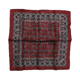 Maroon Monkey Print Silk Square Foulard Scarf