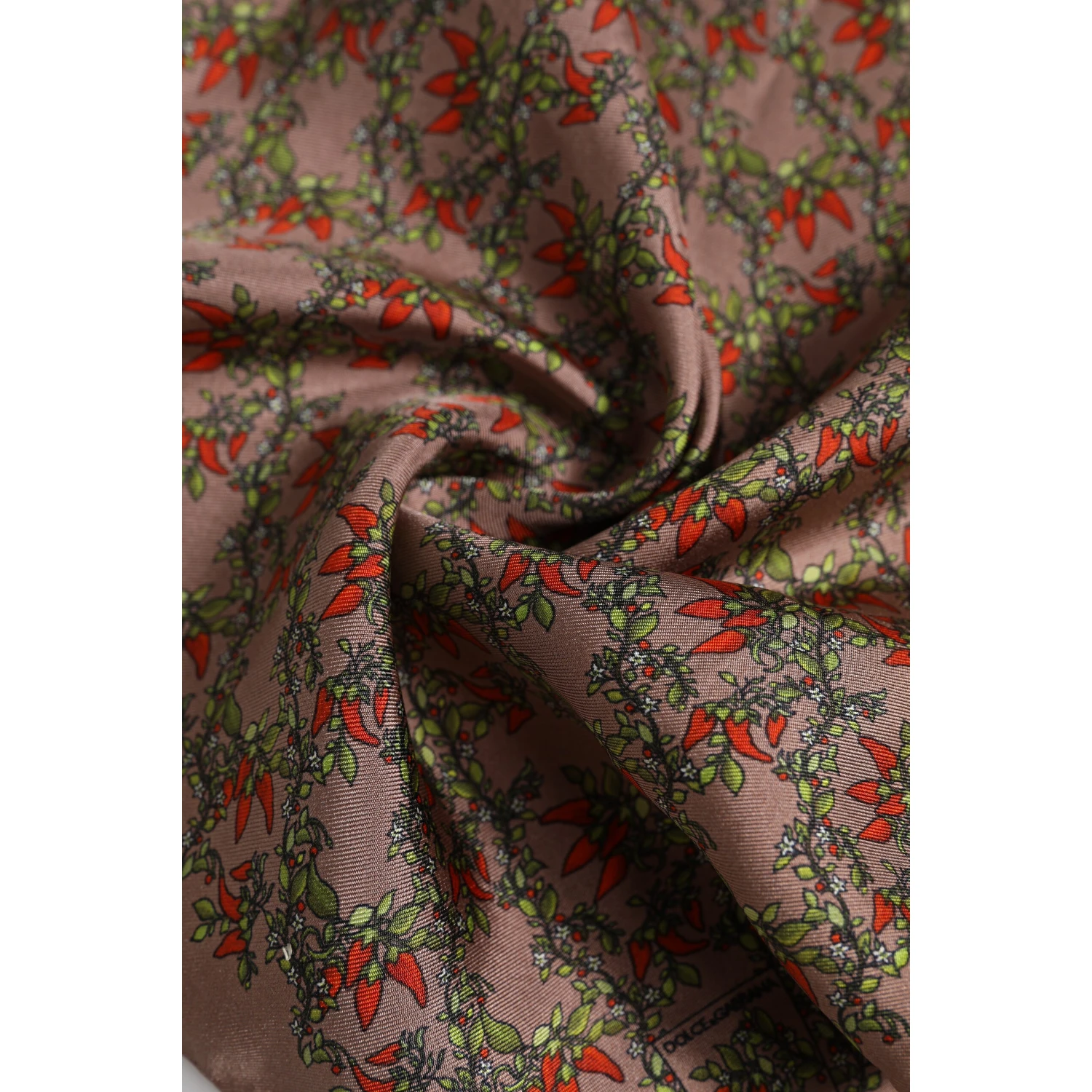 Brown Chilis Silk Square Men Foulard Scarf