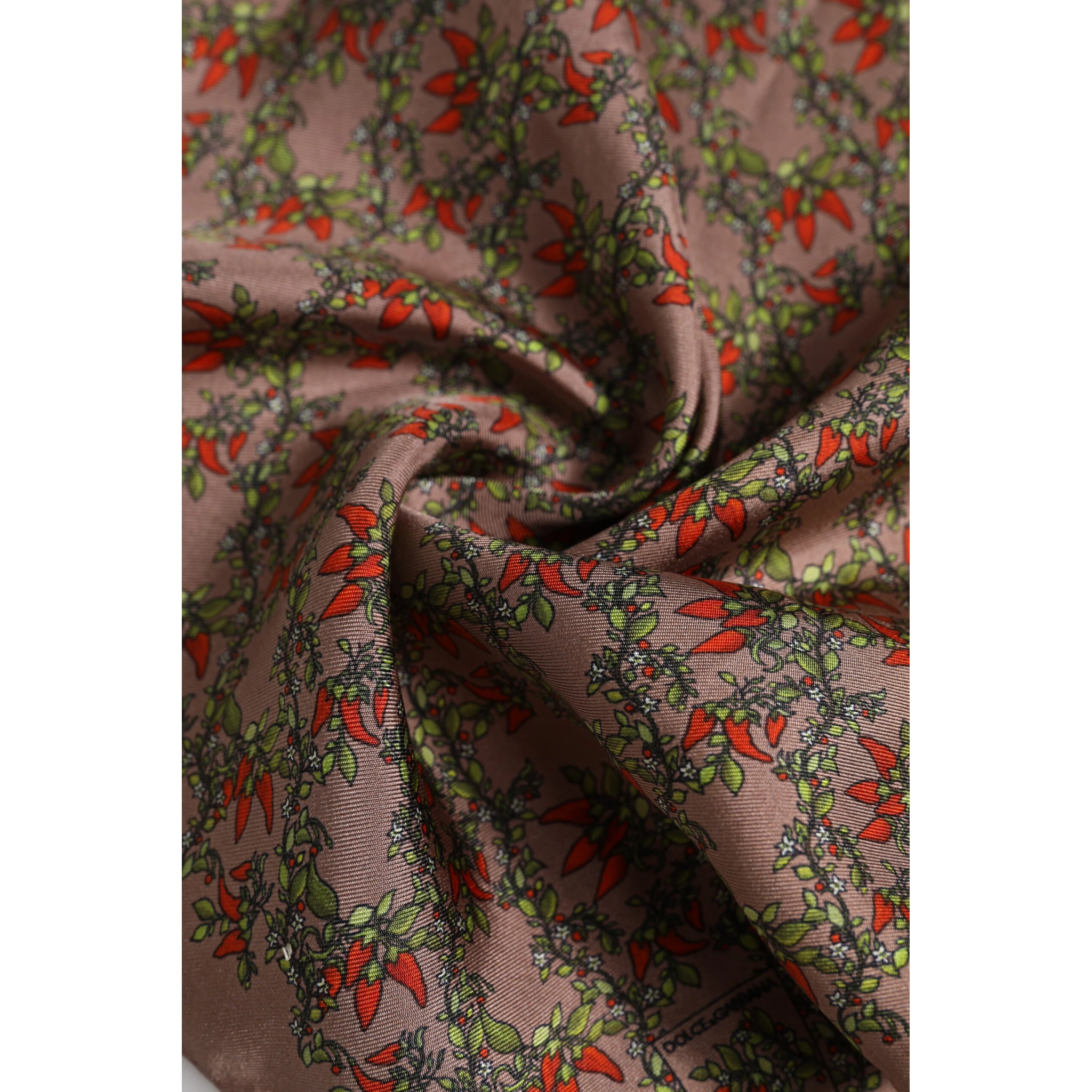 Brown Chilis Silk Square Men Foulard Scarf