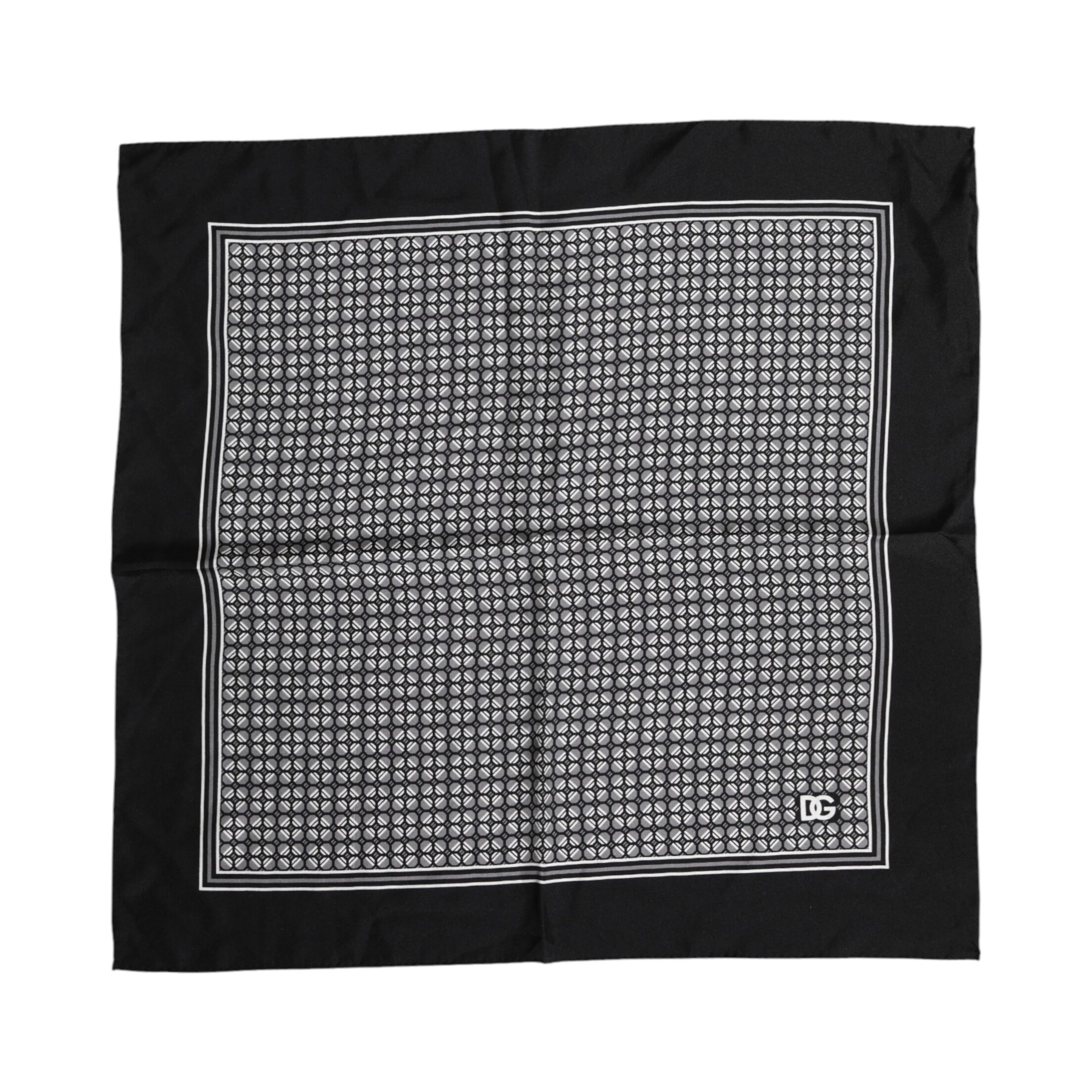 Black White Patterned Square Foulard Scarf