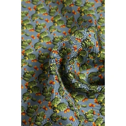 Gray Green Cactus Print Square Foulard Scarf