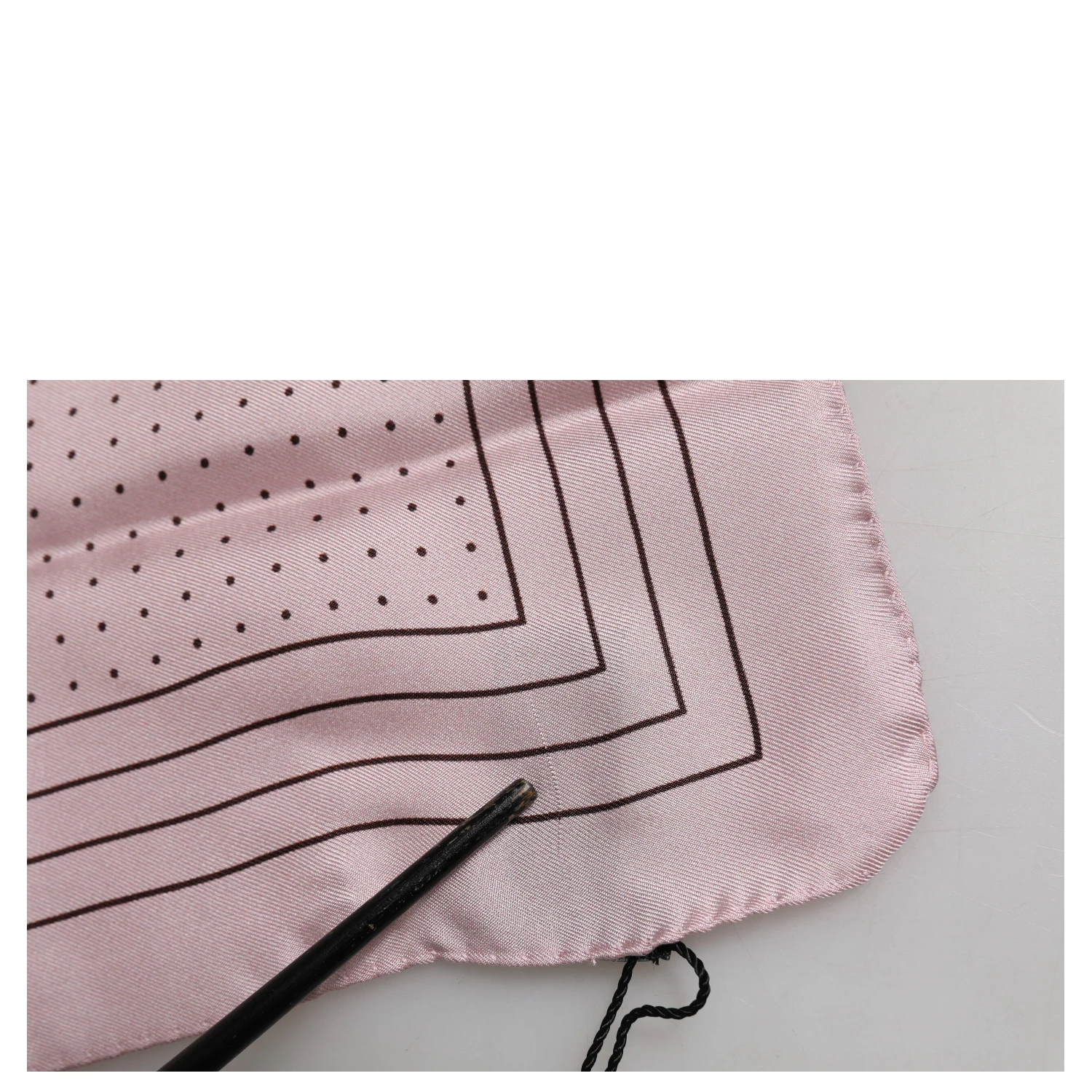Beige Dotted Silk Square Men Foulard Scarf