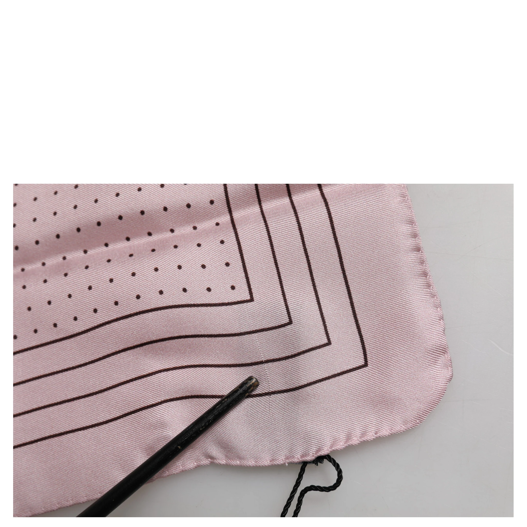 Beige Dotted Silk Square Men Foulard Scarf