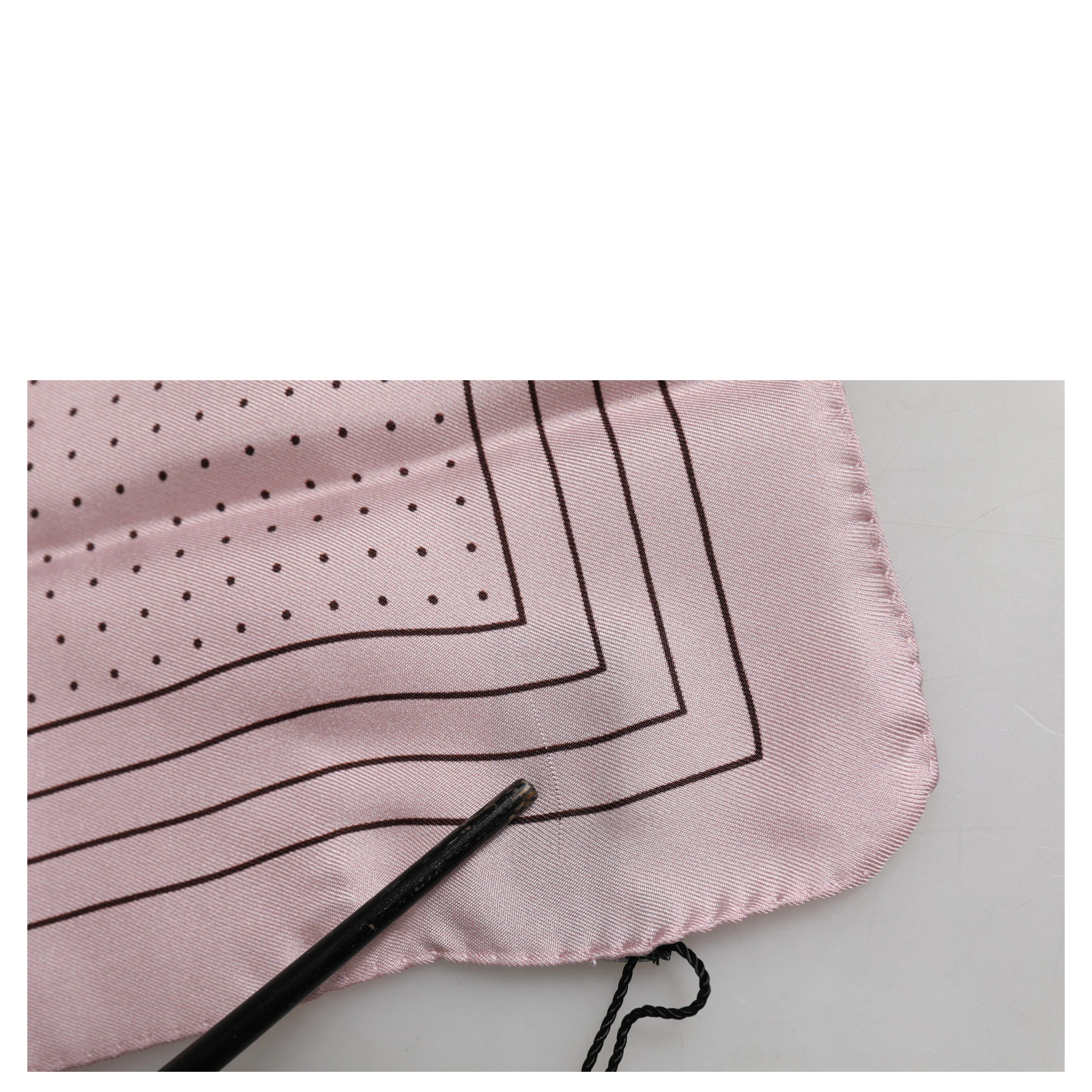 Beige Dotted Silk Square Men Foulard Scarf