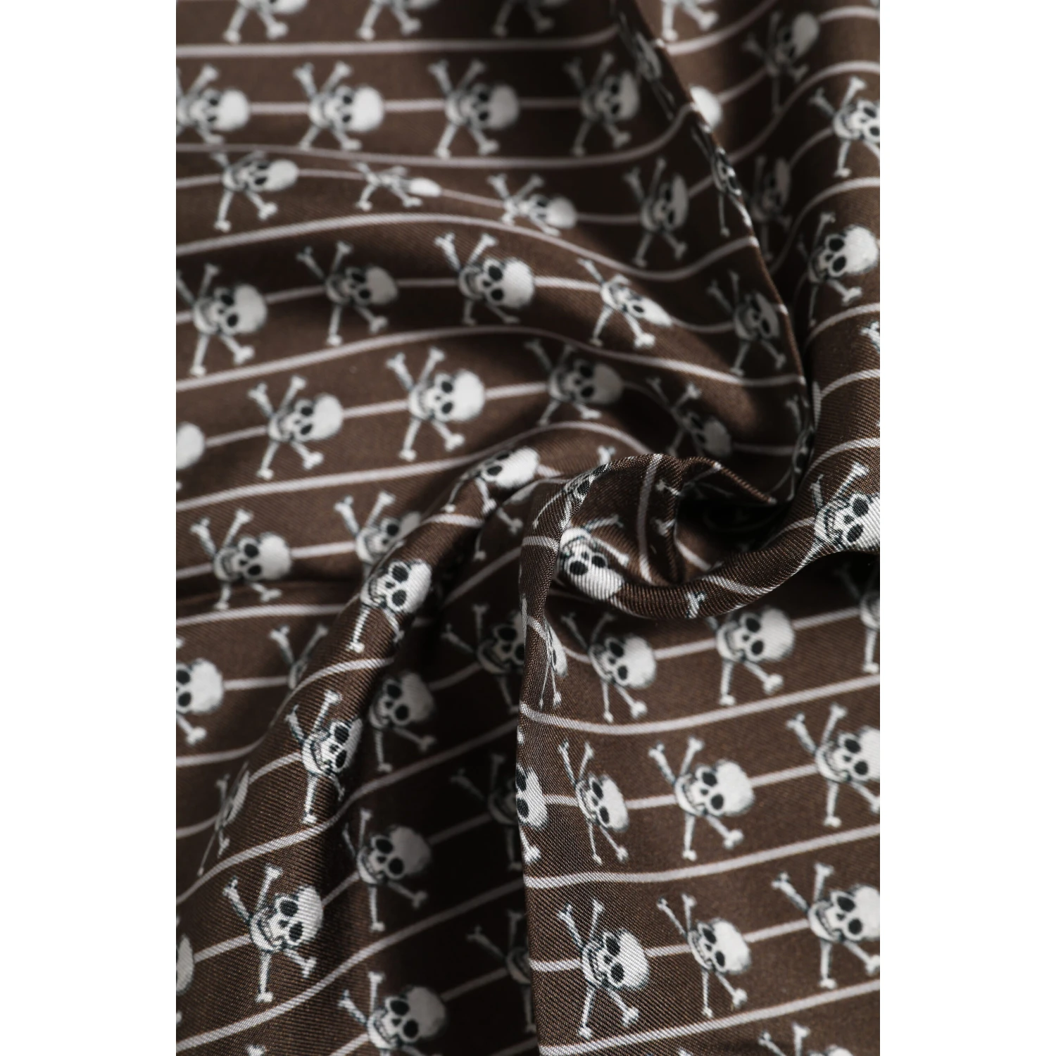 Brown Skull Silk Square Men Foulard Scarf