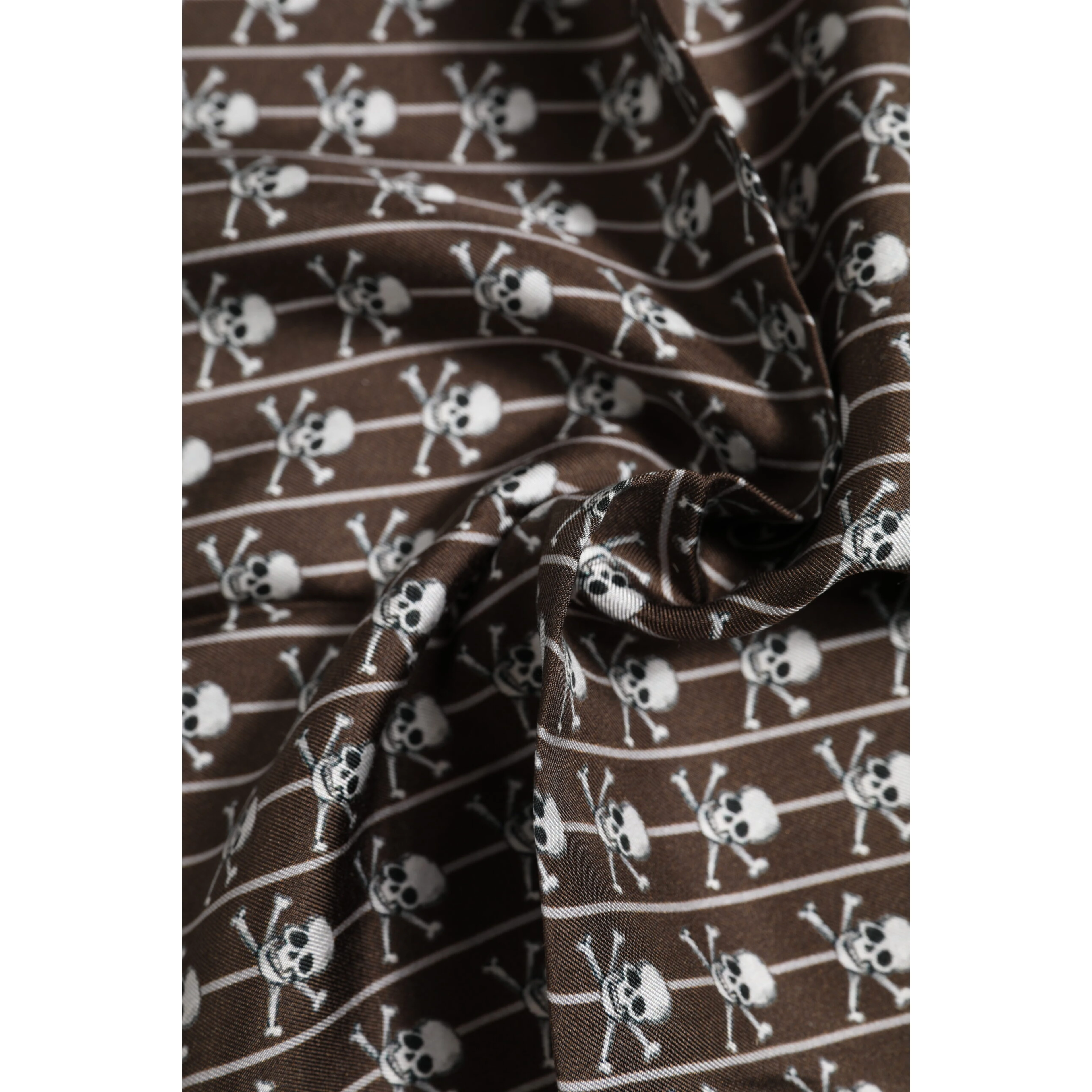 Brown Skull Silk Square Men Foulard Scarf