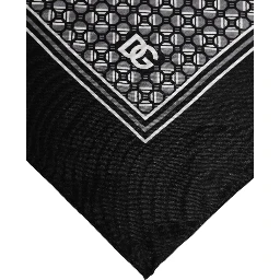 Black White Patterned Square Foulard Scarf