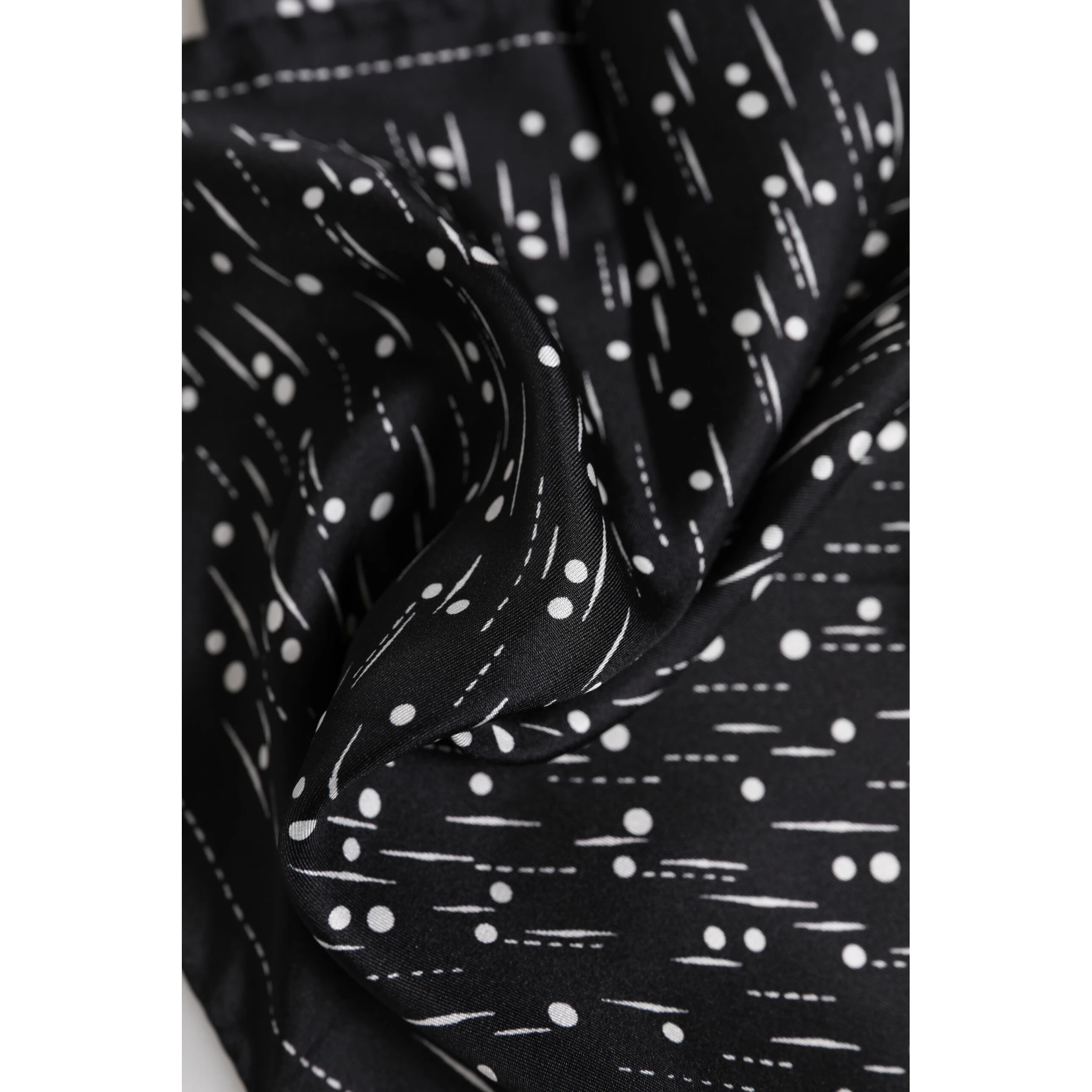 Black White Printed Square Men Foulard Scarf