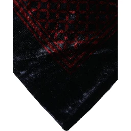 Black Red Viscose Square Men Foulard Scarf