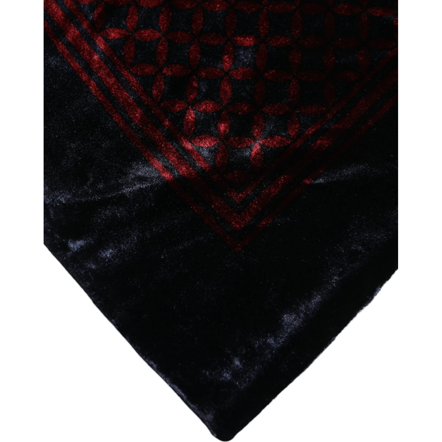 Black Red Viscose Square Men Foulard Scarf