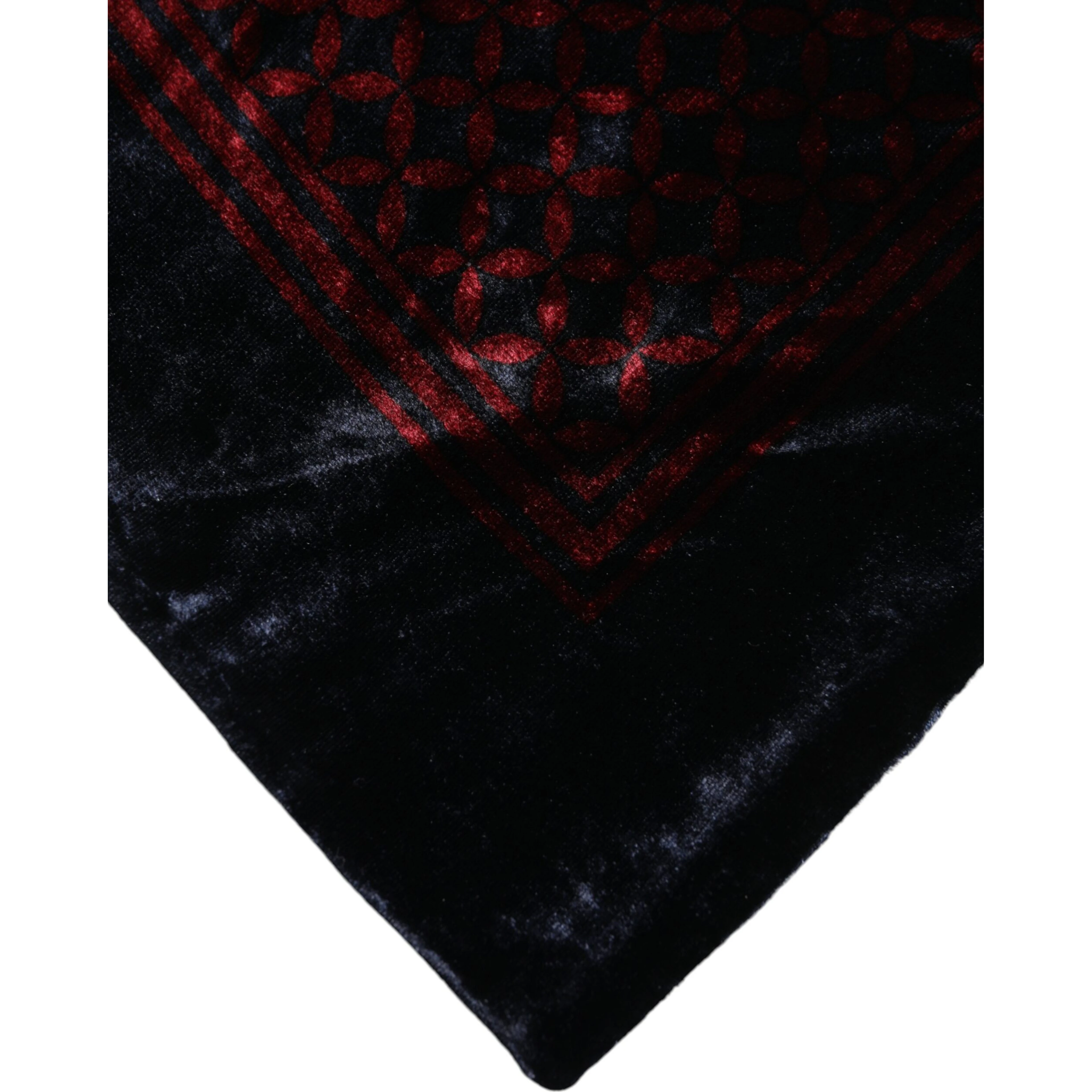Black Red Viscose Square Men Foulard Scarf