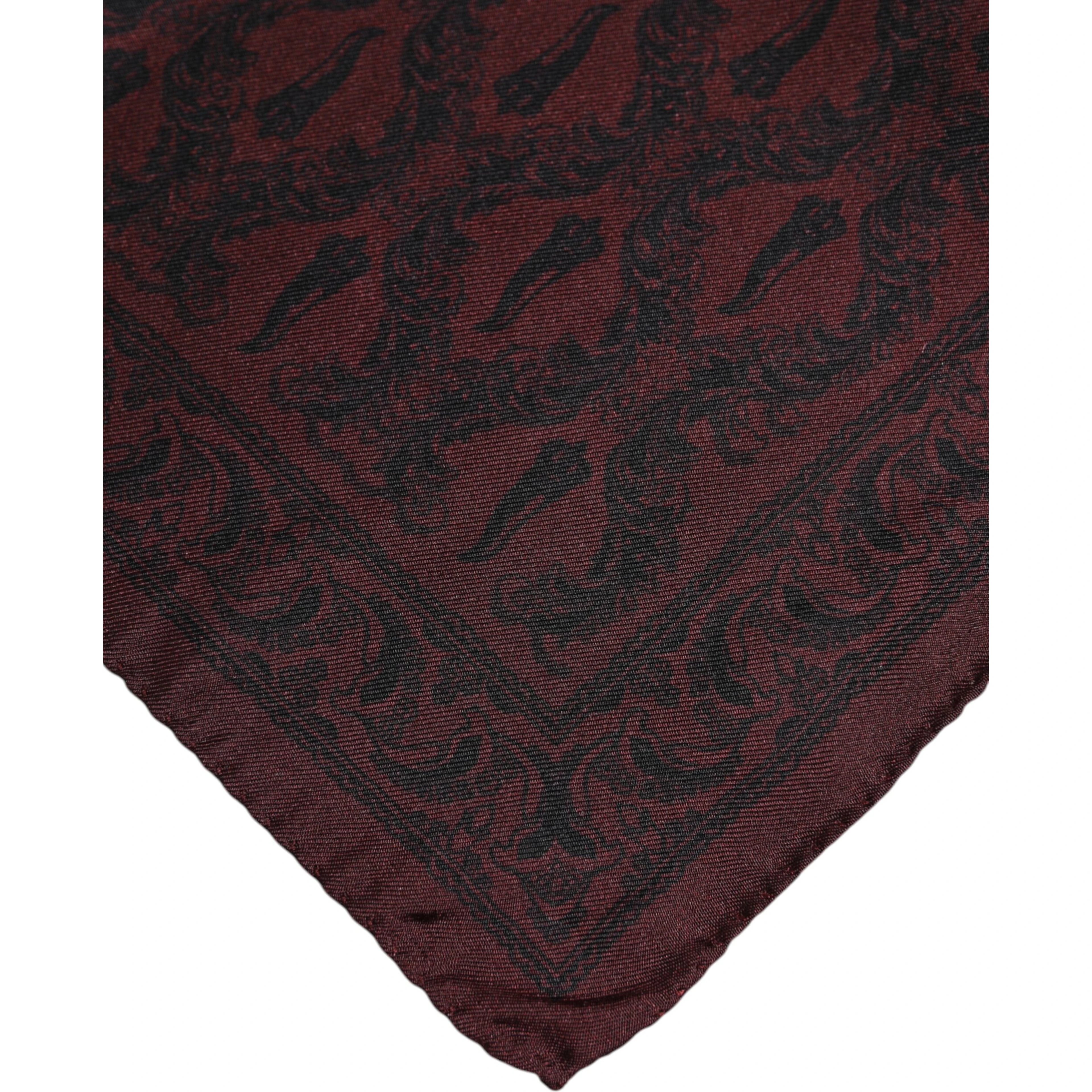 Maroon Black Printed Square Men Foulard Scarf