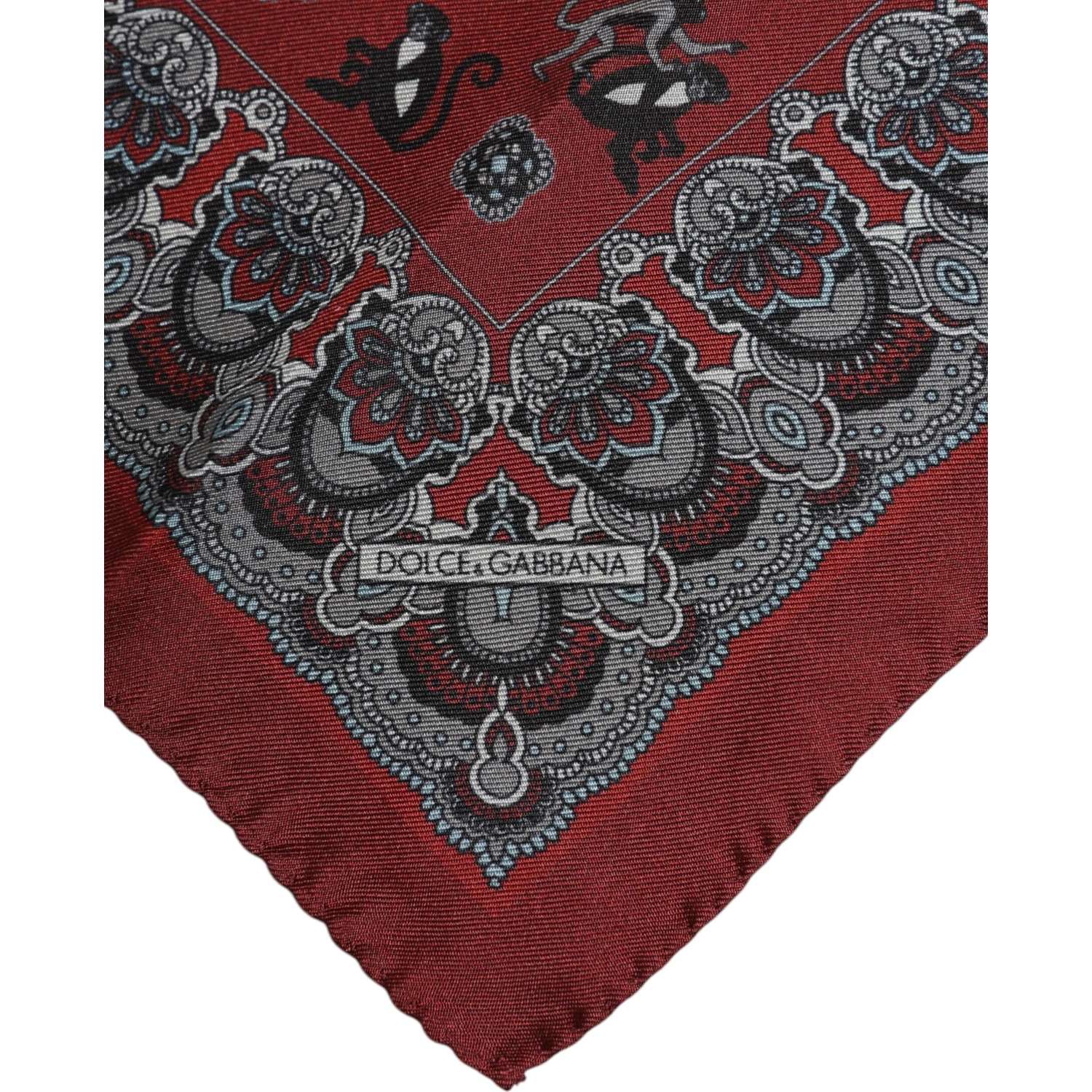Maroon Monkey Print Silk Square Foulard Scarf