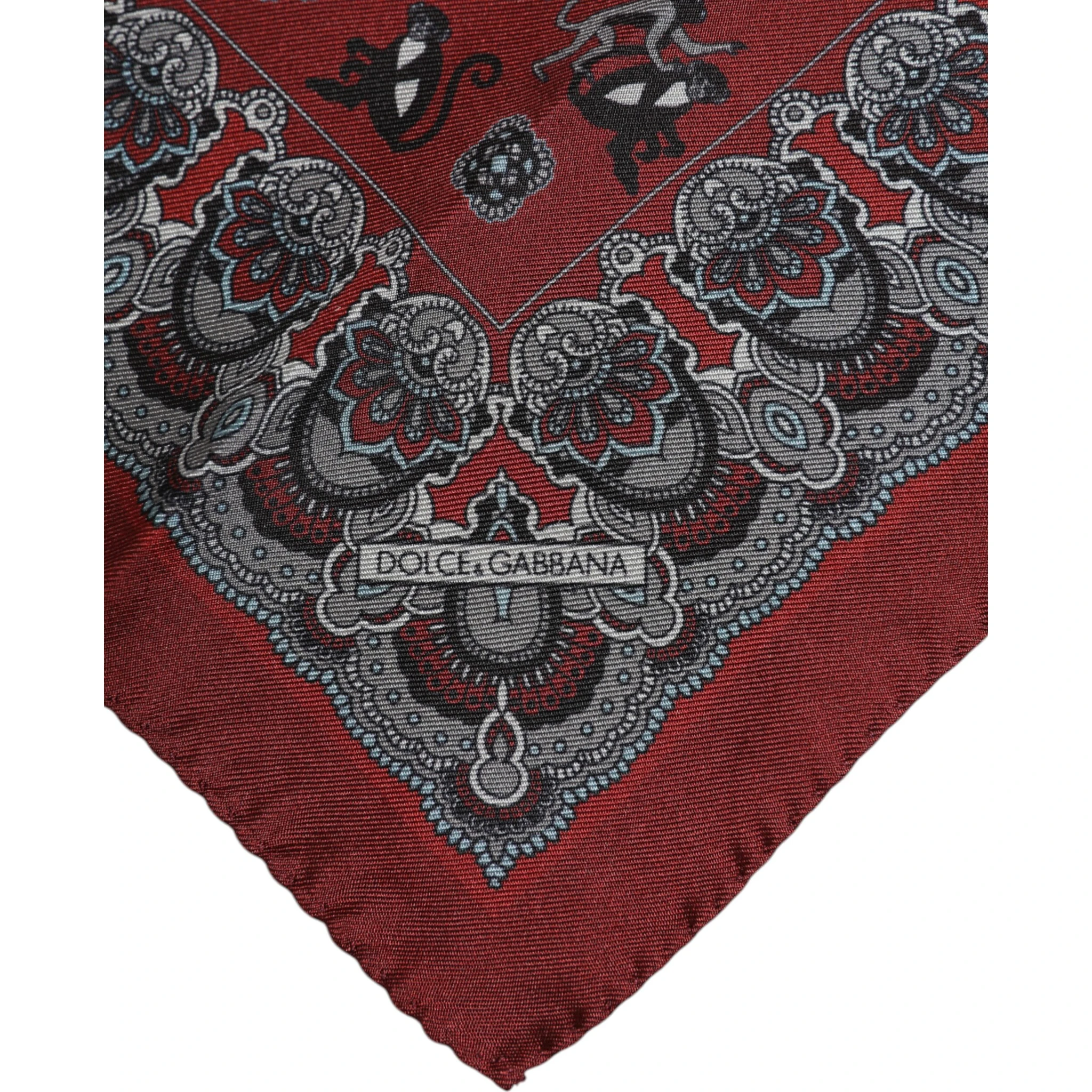 Maroon Monkey Print Silk Square Foulard Scarf