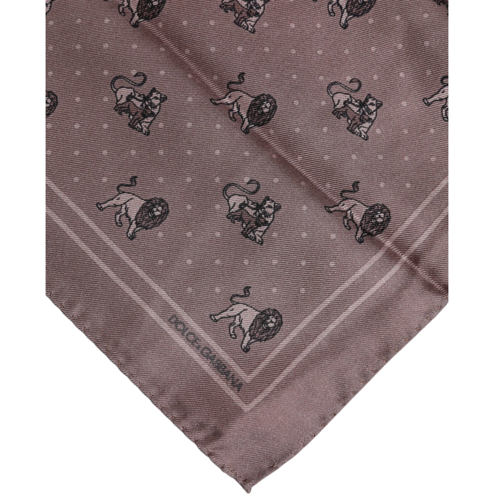 Brown Animal Print Square Foulard Scarf