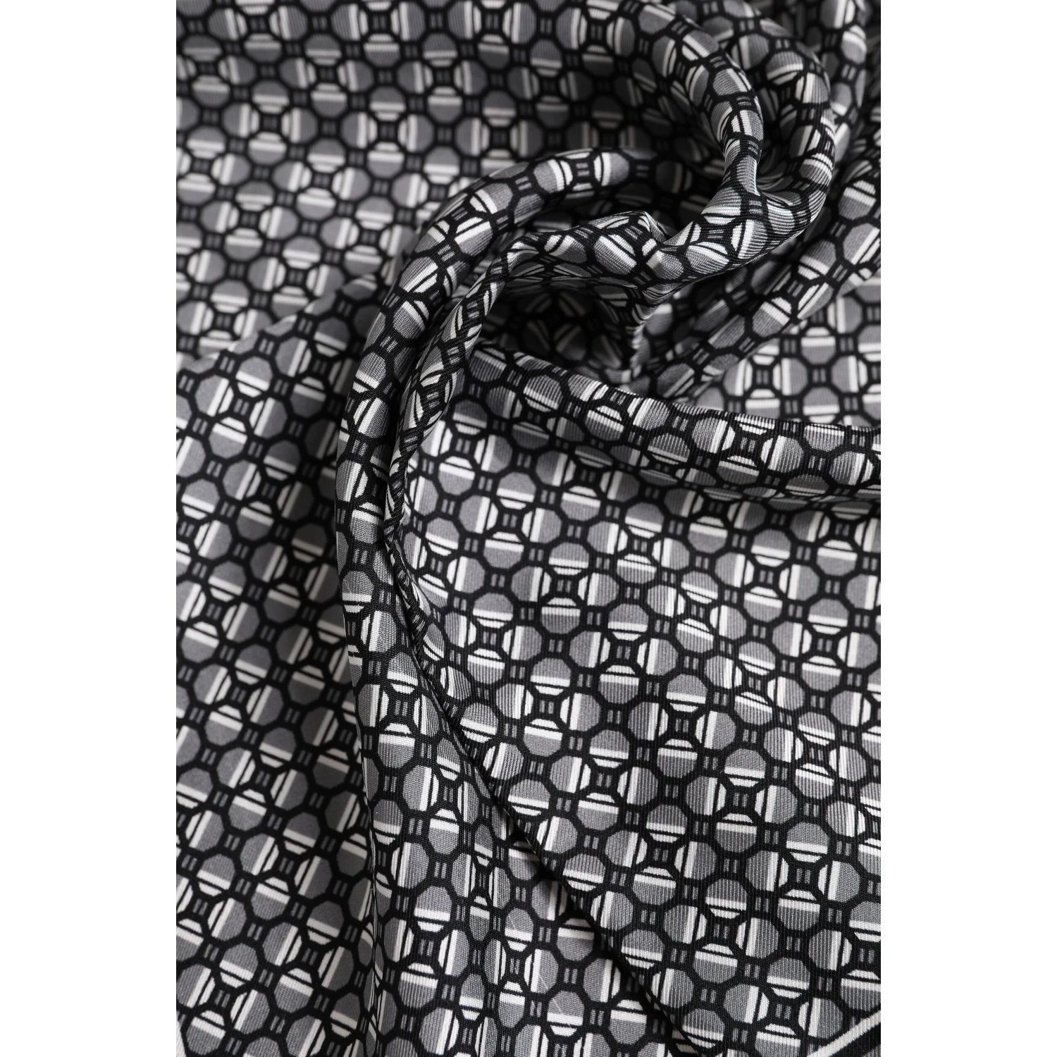 Black White Patterned Square Foulard Scarf