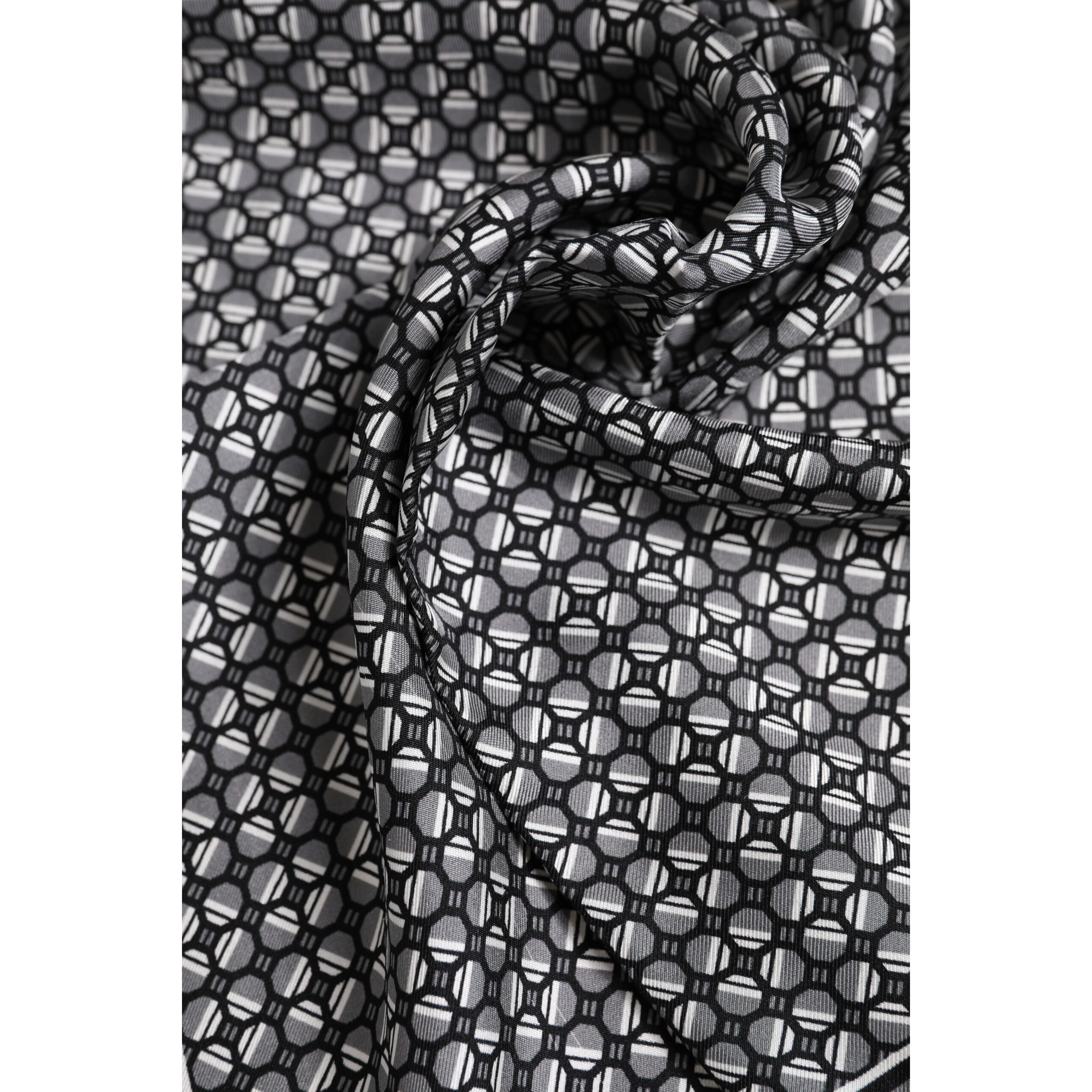 Black White Patterned Square Foulard Scarf