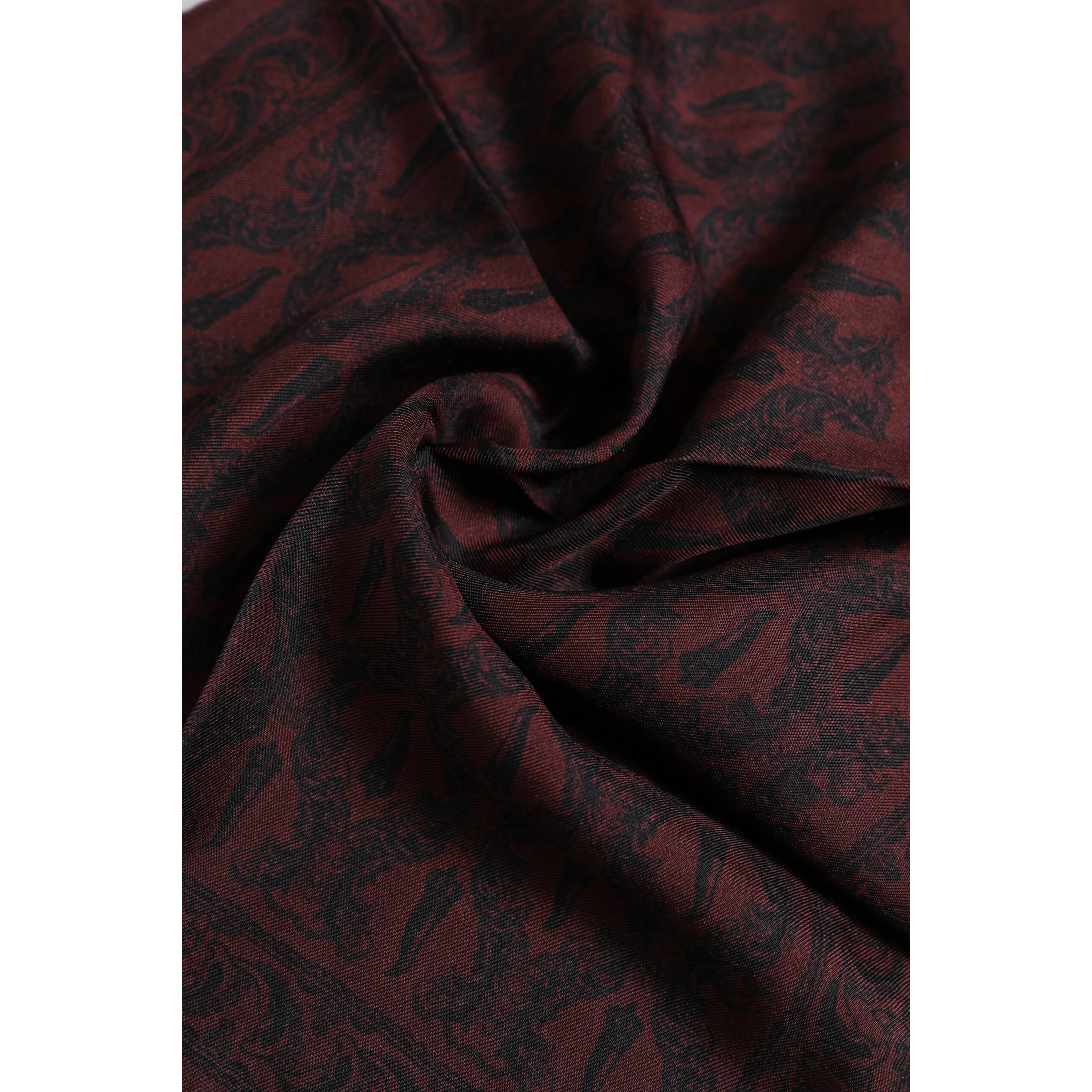Maroon Black Printed Square Men Foulard Scarf