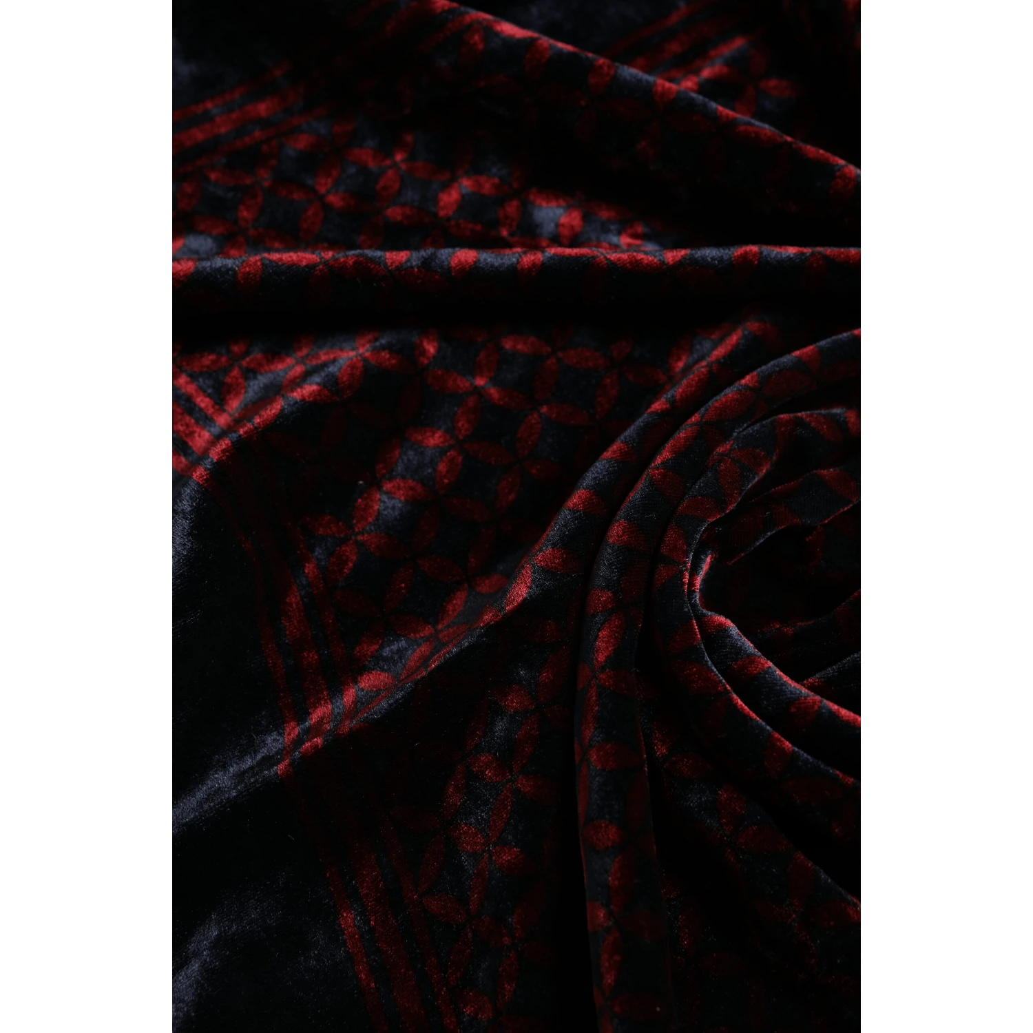 Black Red Viscose Square Men Foulard Scarf