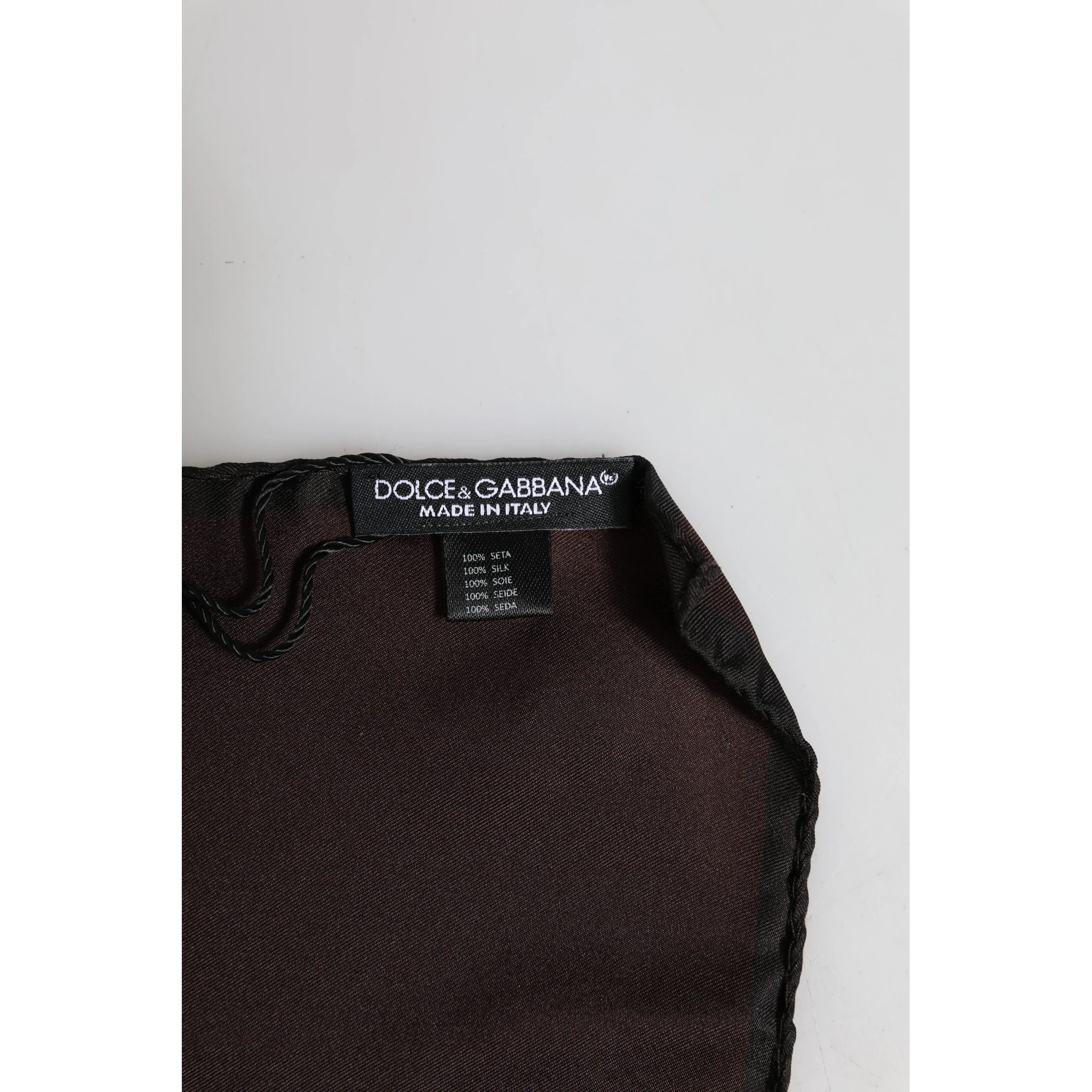 Brown DG Crown Silk Square Men Foulard Scarf