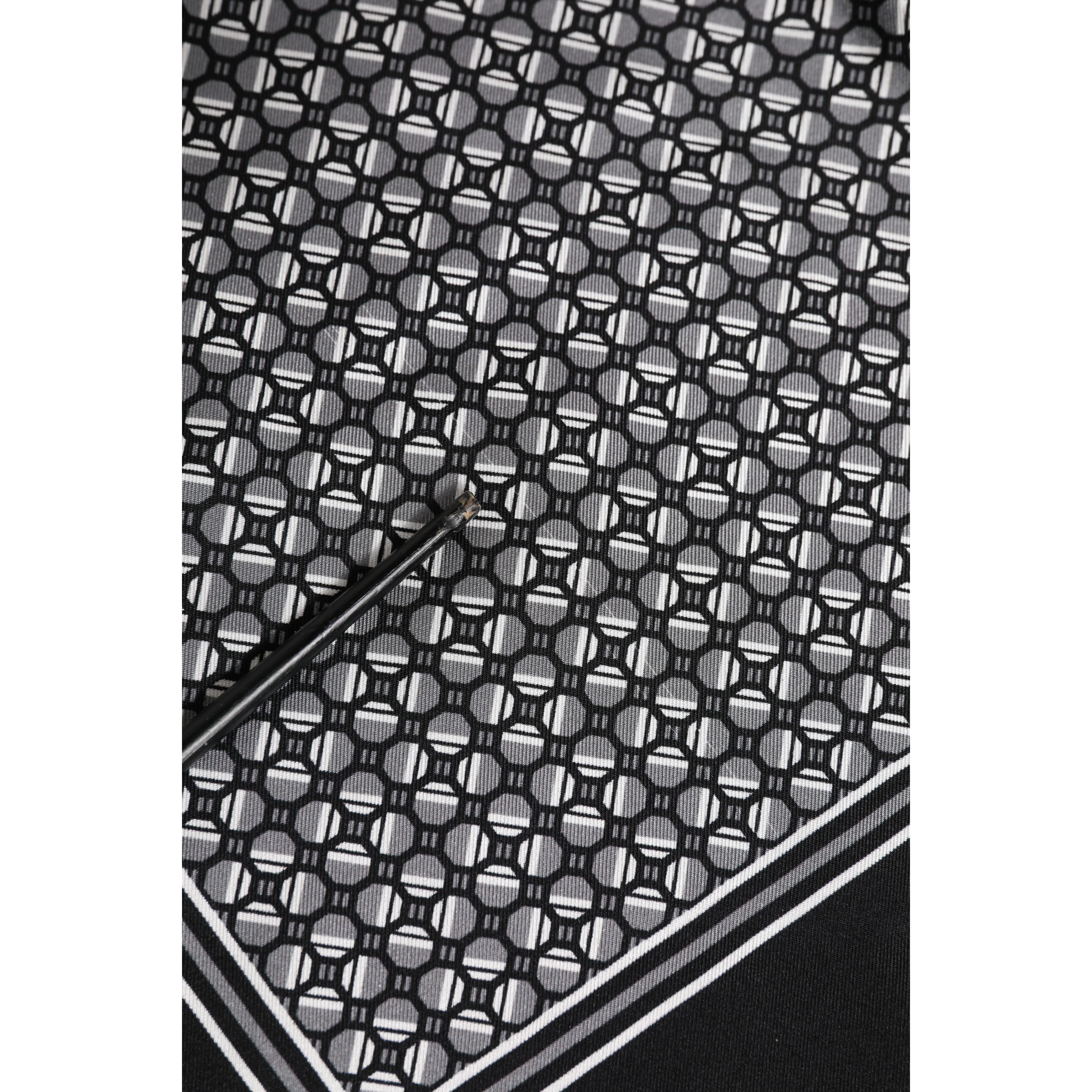 Black White Patterned Square Foulard Scarf