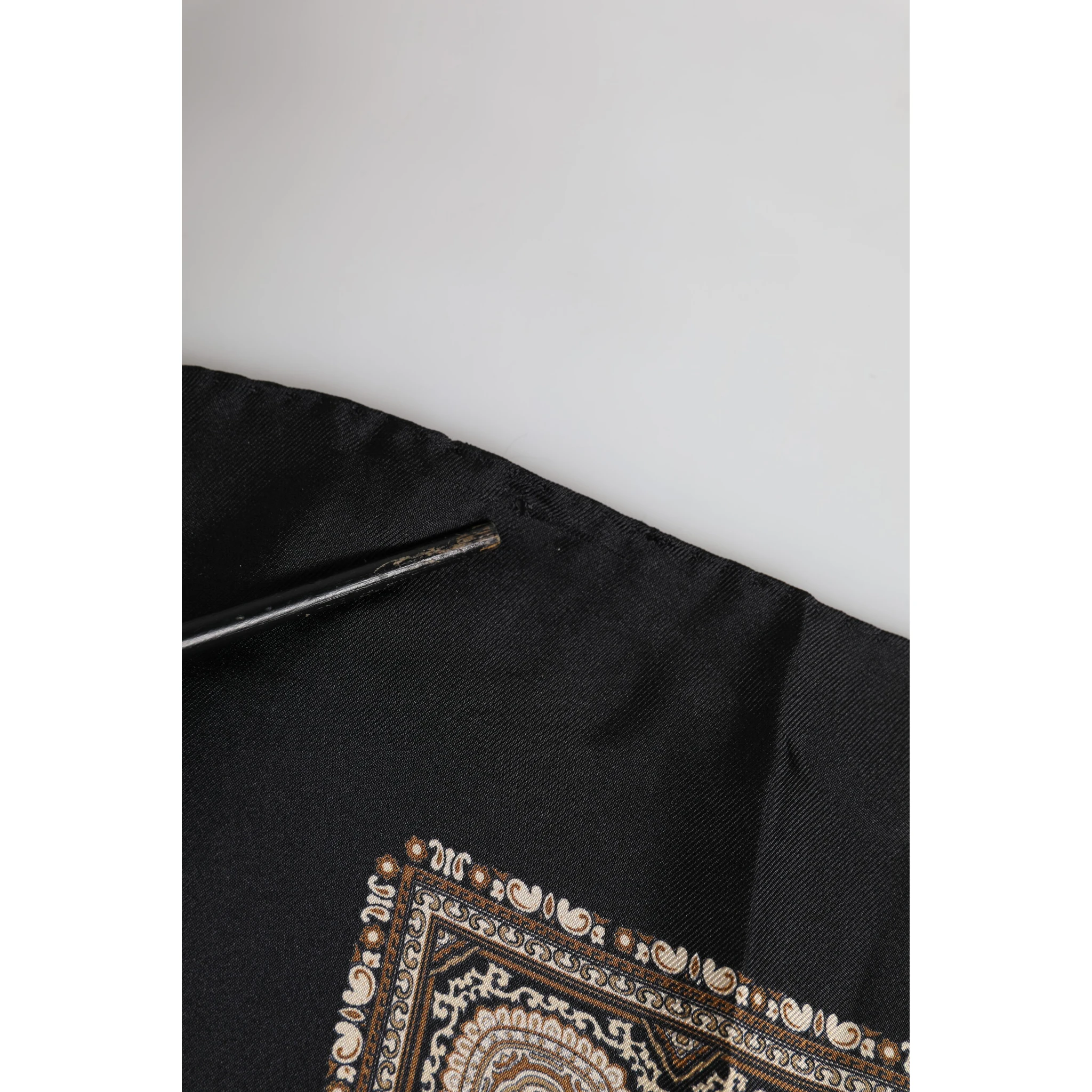 Black Brown Patterned Square Foulard Scarf