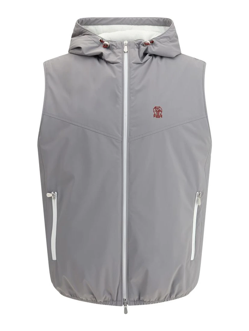 Gray Polyamide Sleveless Jacket